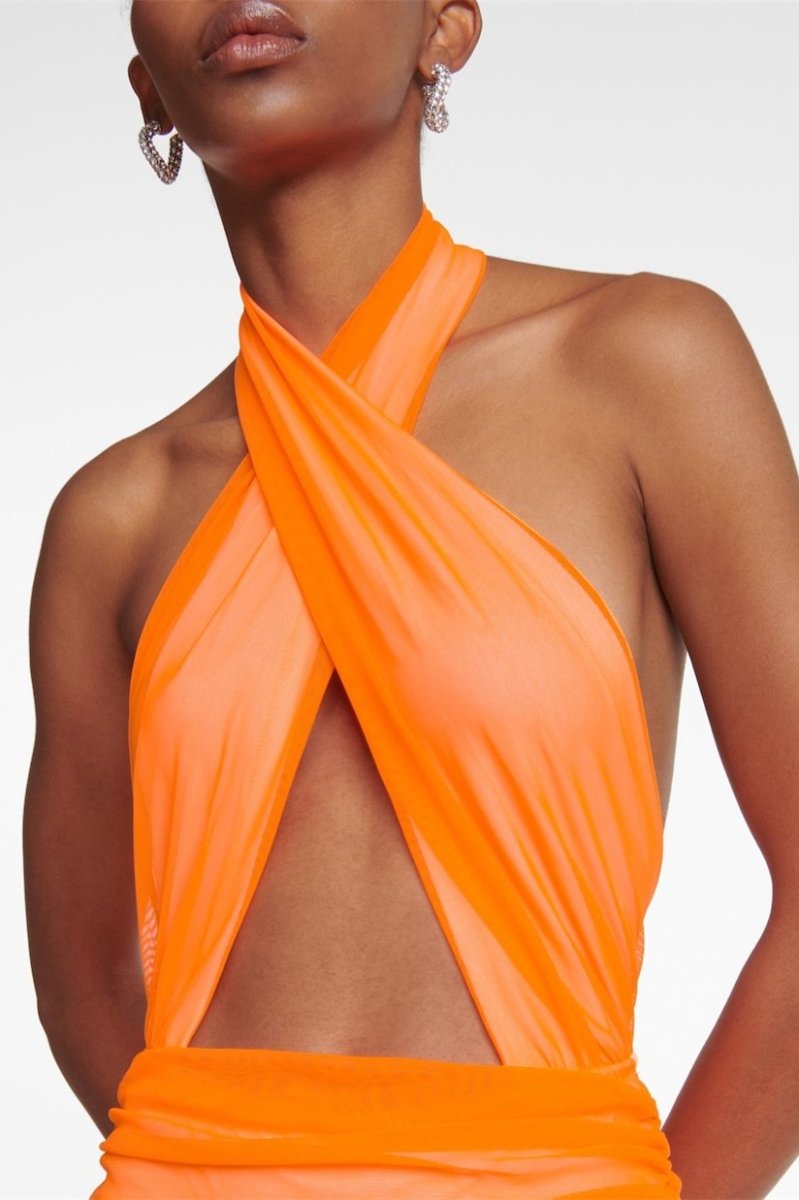 Jodie Cross Boyundan Bağlamalı Yaka Uzun Elbise