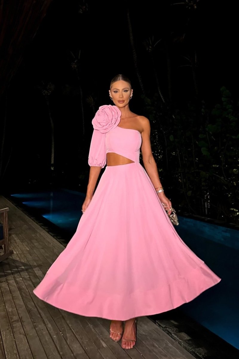 Lea Çiçek Desenli Midi Elbise