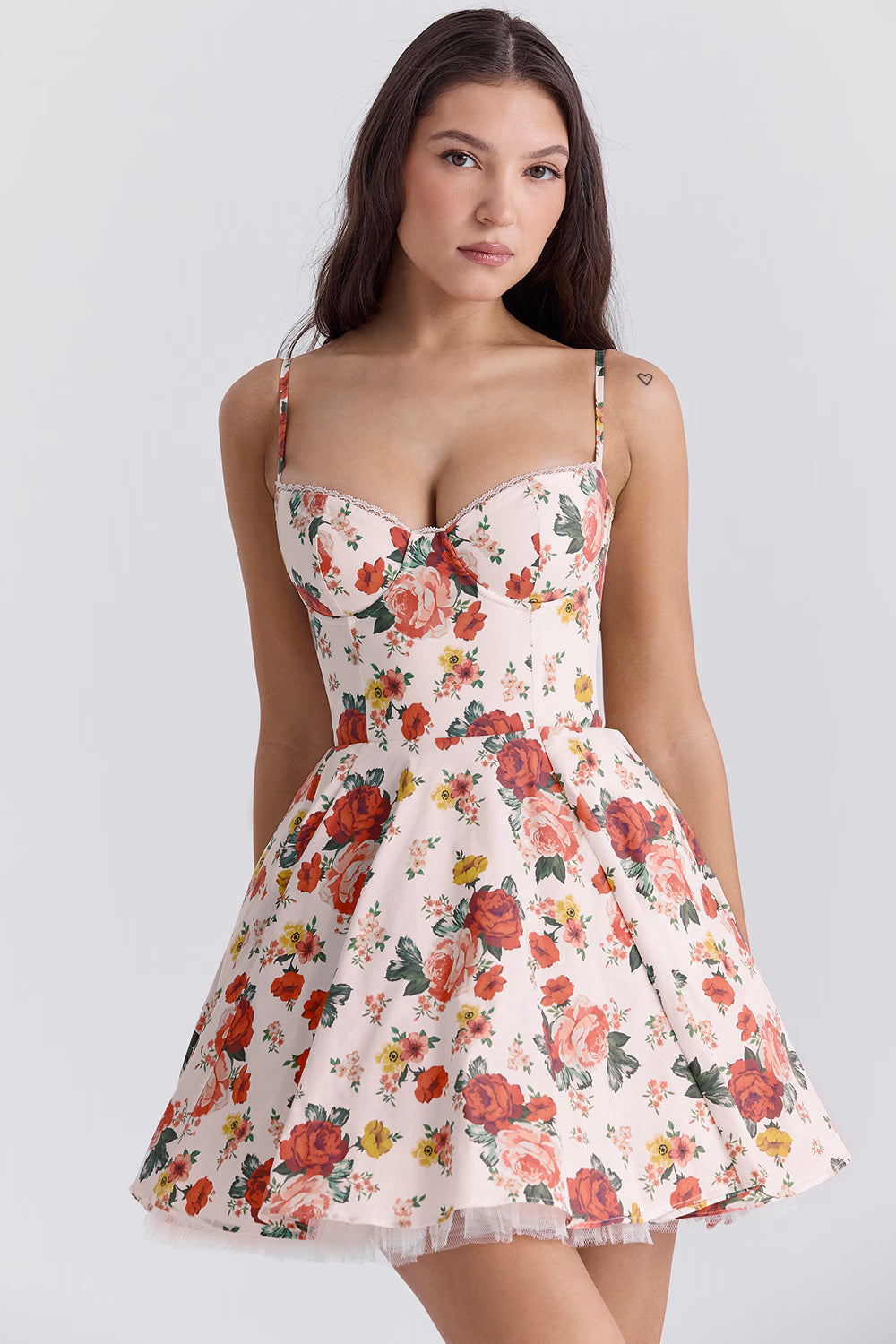 Minimoiselle Vintage Krem Tül Mini Elbise