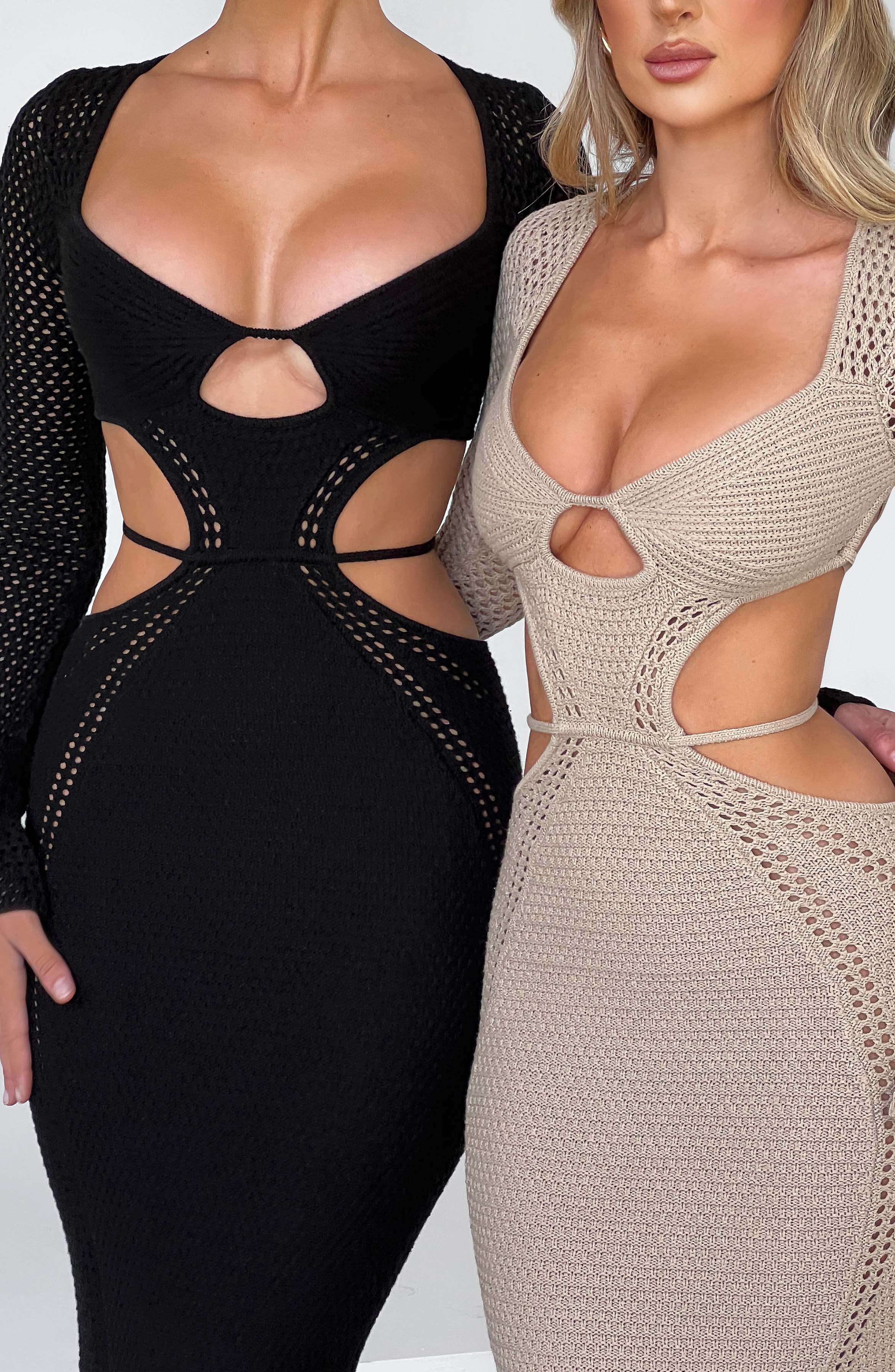 Siyah Cut-Out Maxi Elbise
