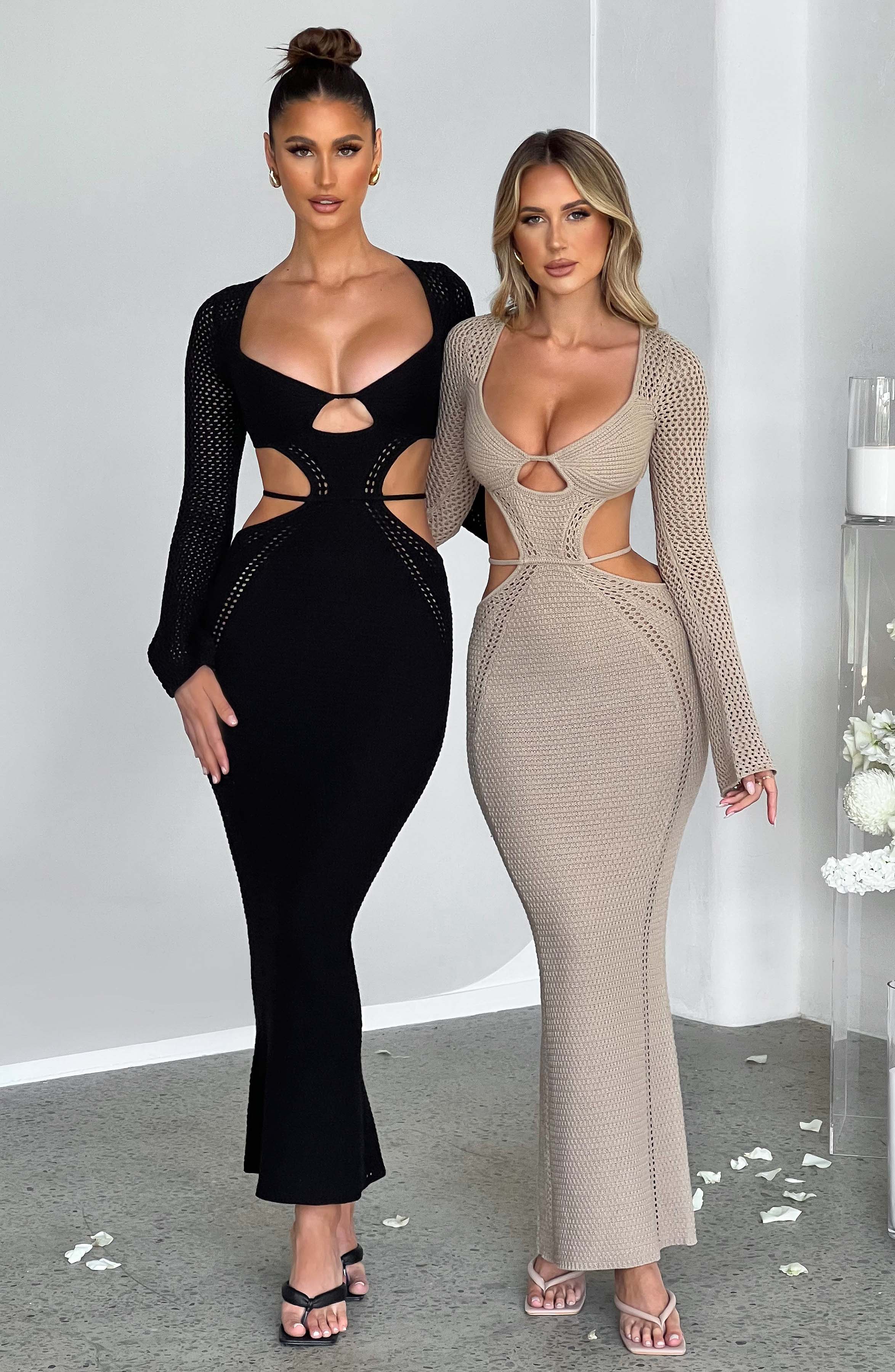 Siyah Cut-Out Maxi Elbise