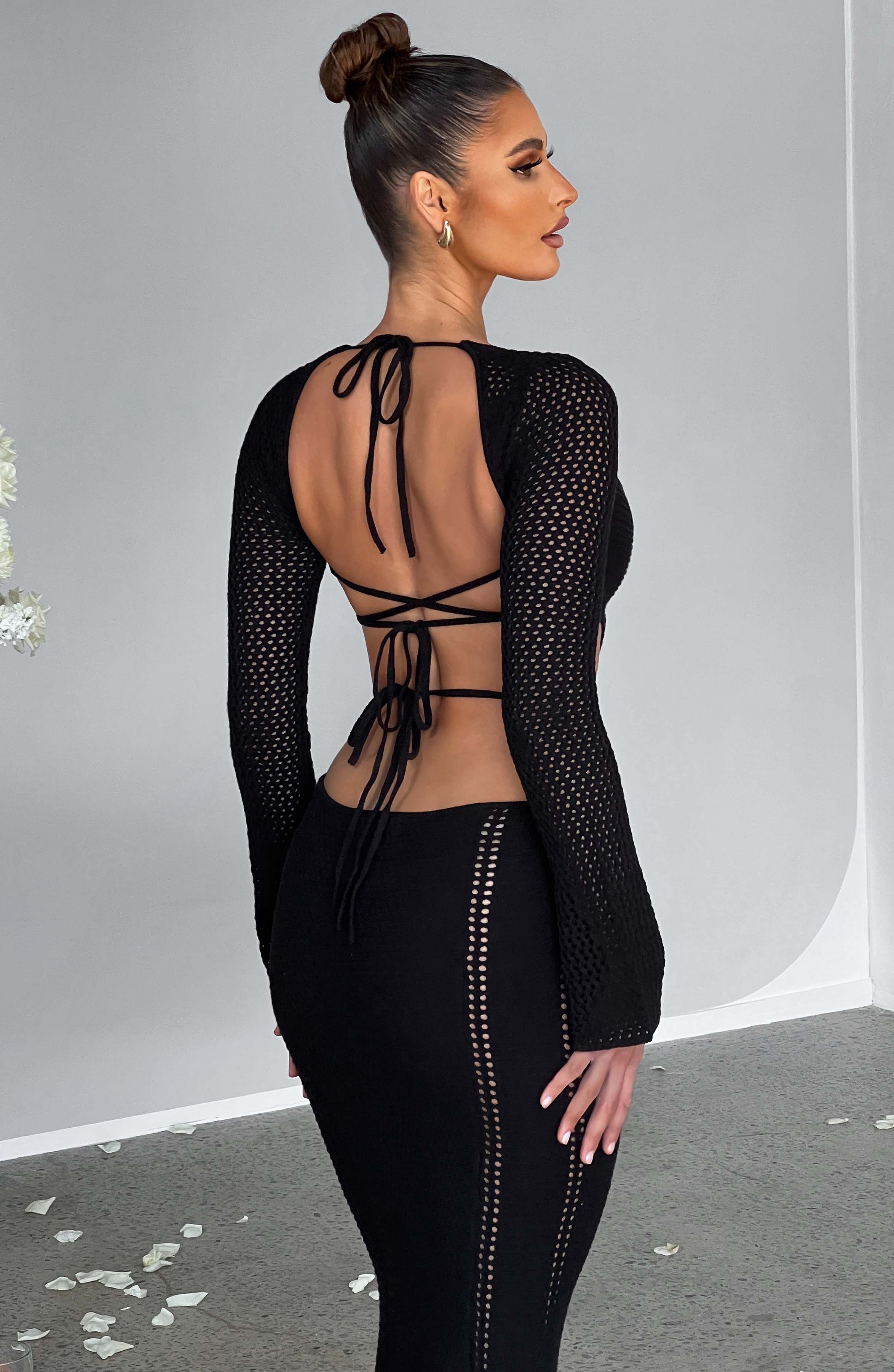Siyah Cut-Out Maxi Elbise