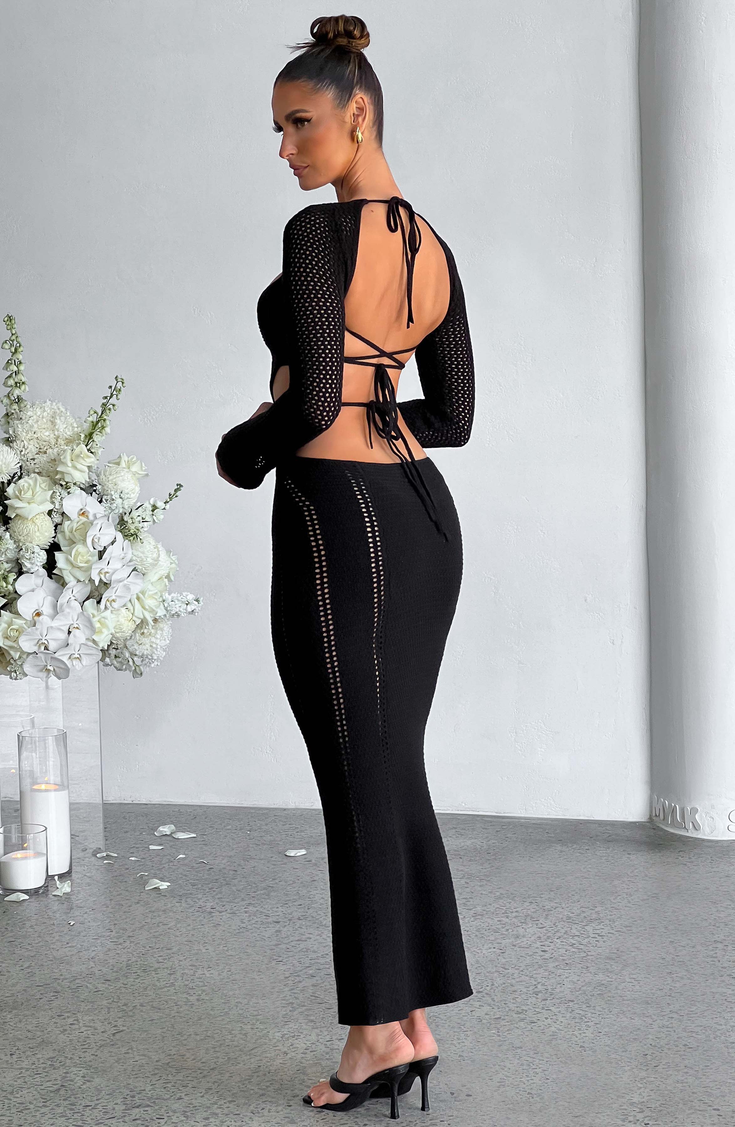 Siyah Cut-Out Maxi Elbise