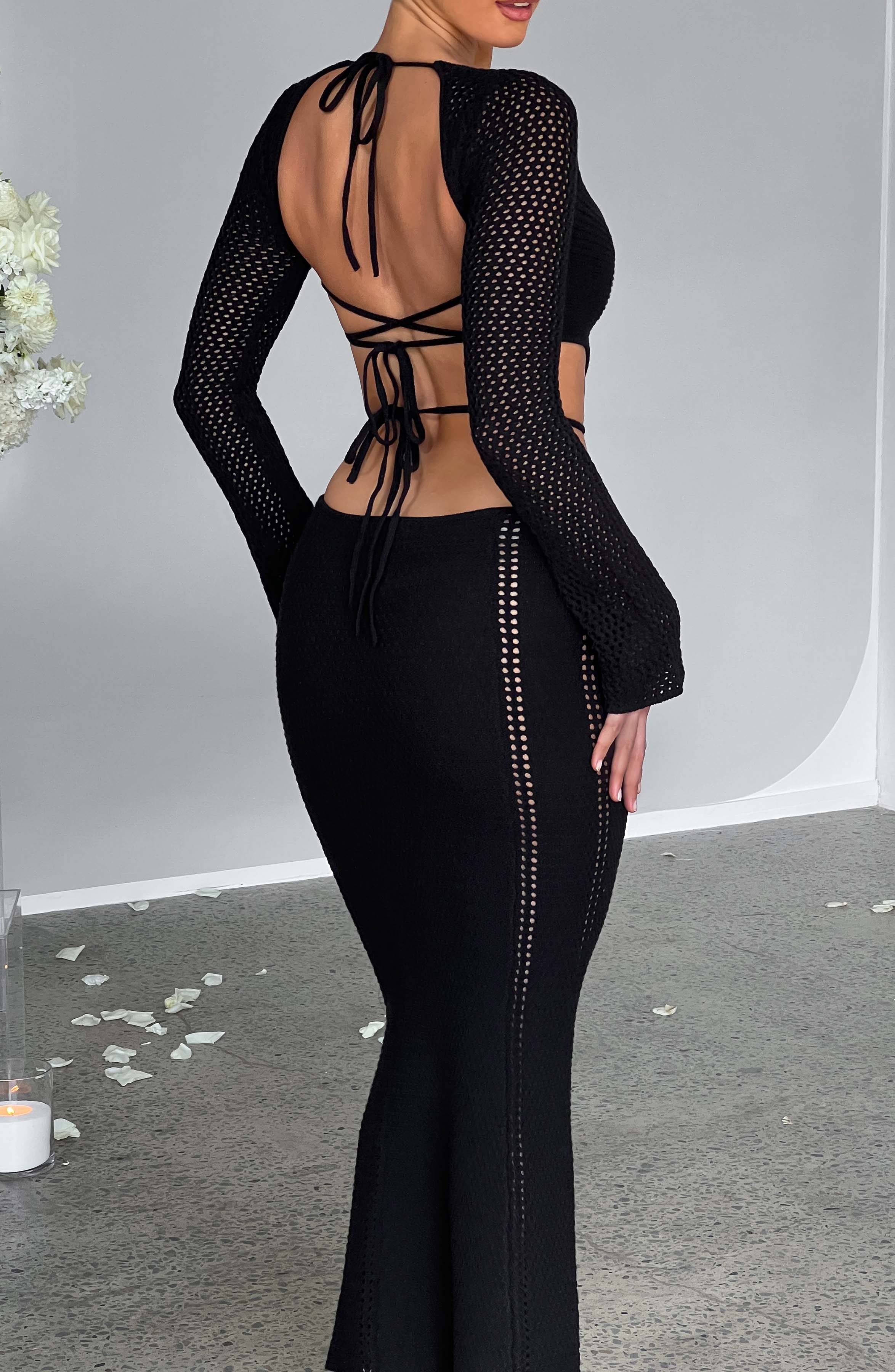 Siyah Cut-Out Maxi Elbise