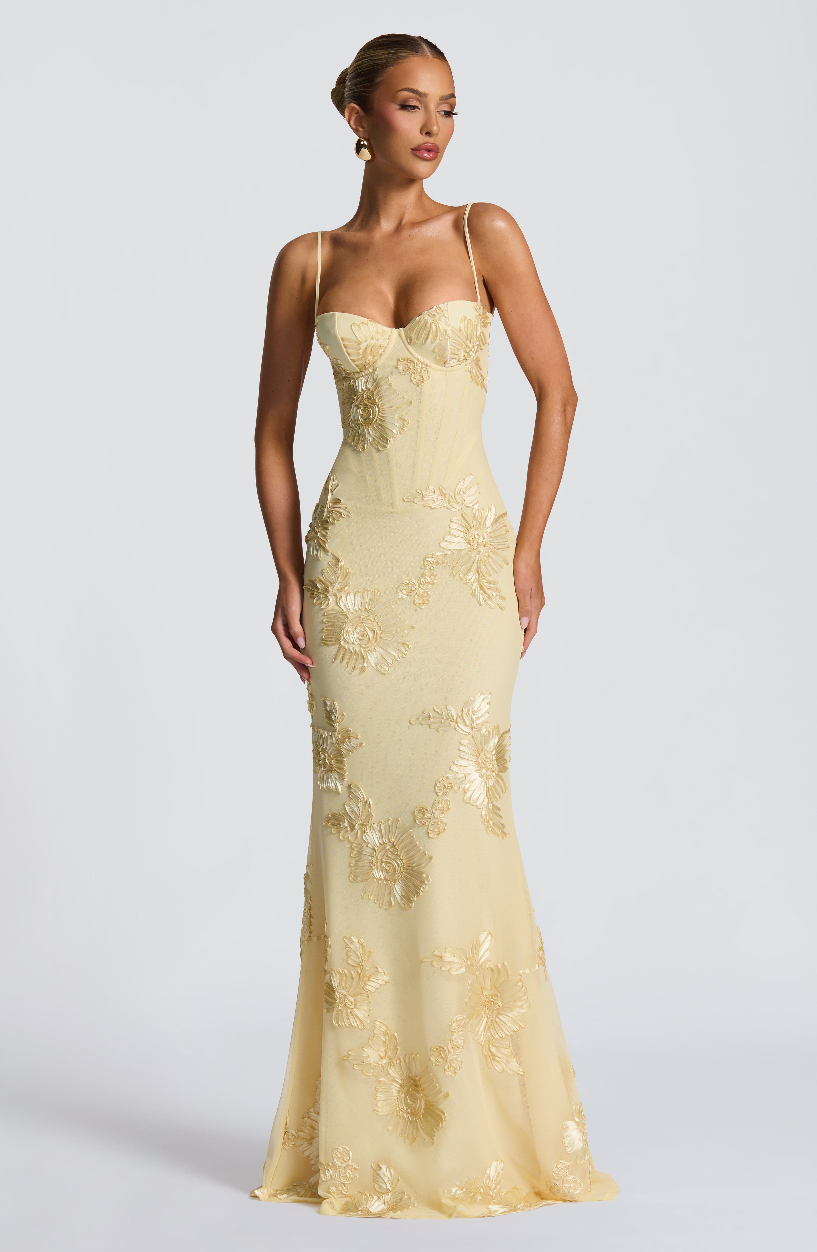 Nefertiti Maxi Elbise - Limon Sarısı