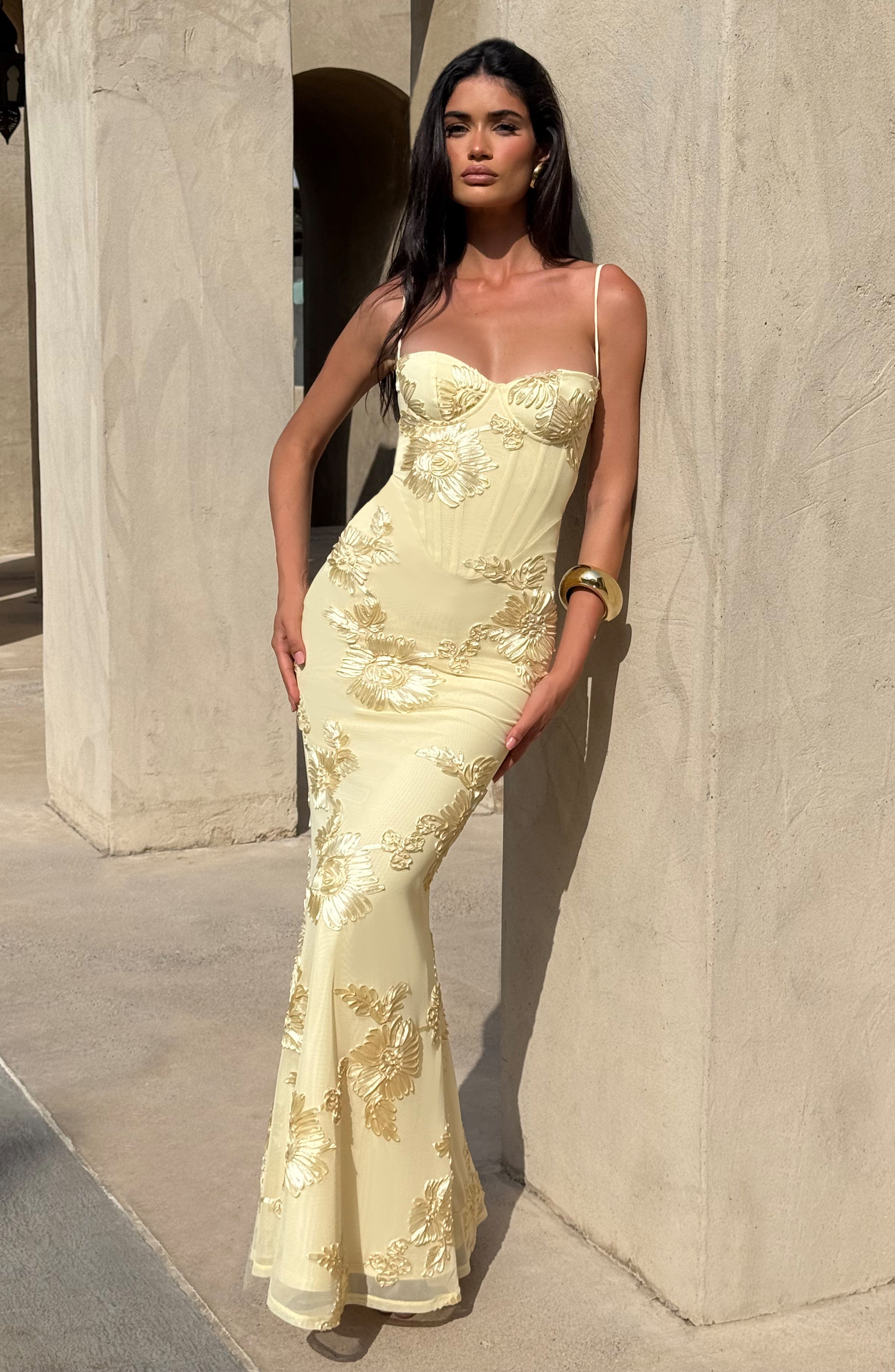 Nefertiti Maxi Elbise - Limon Sarısı