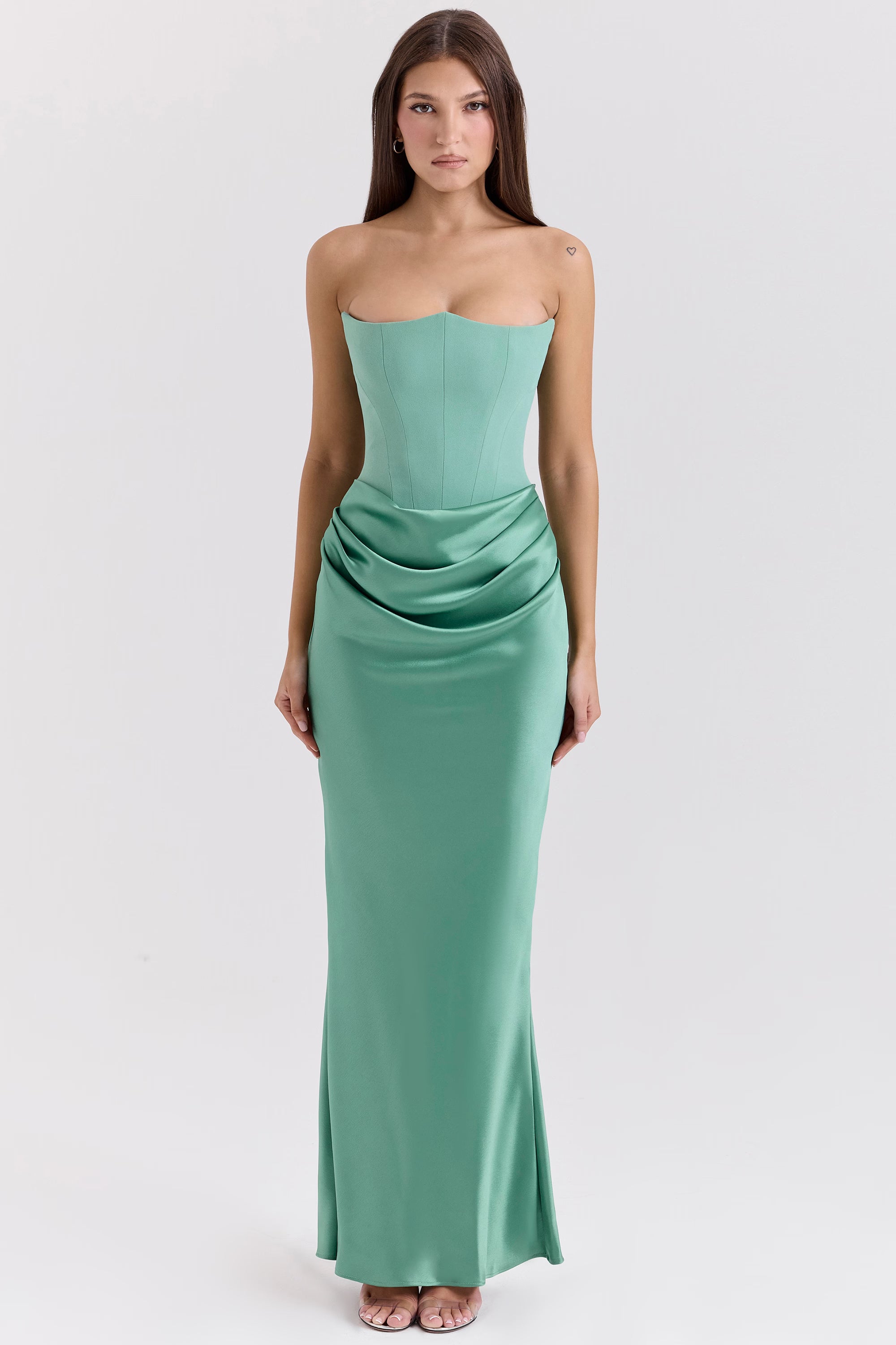 Yeşim Straplez Korse Maxi Elbise