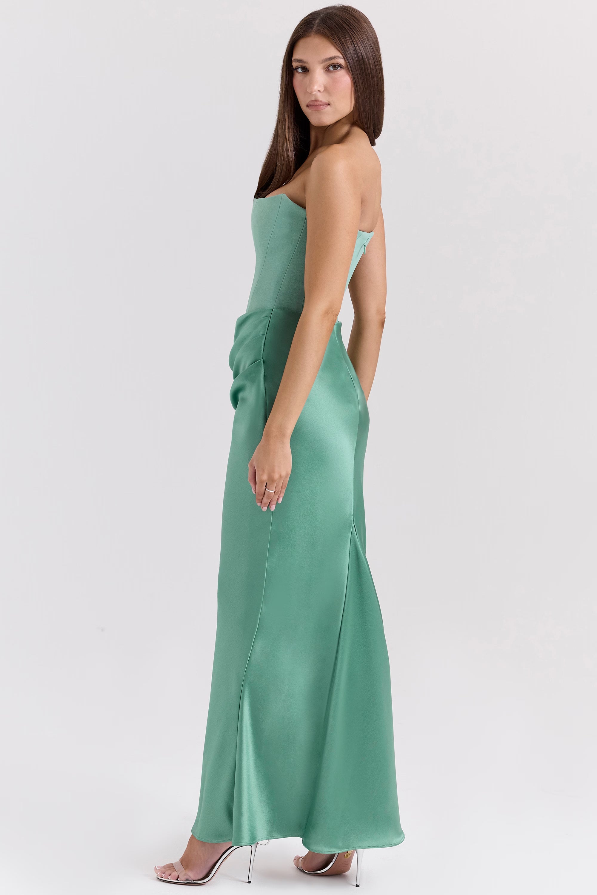 Yeşim Straplez Korse Maxi Elbise