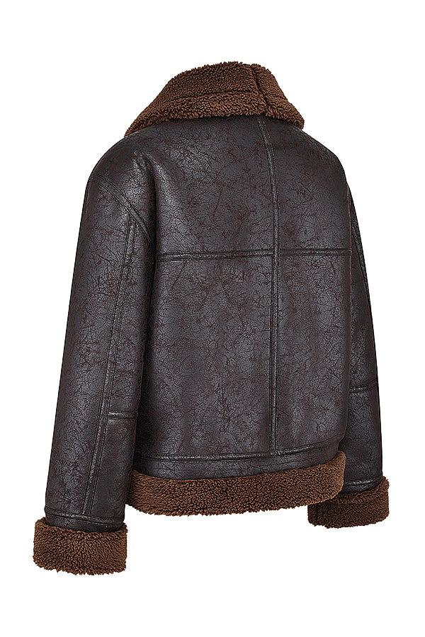 Madden Kahverengi Vegan Shearling Aviator Mont