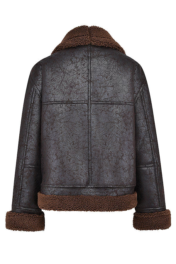 Madden Kahverengi Vegan Shearling Aviator Mont