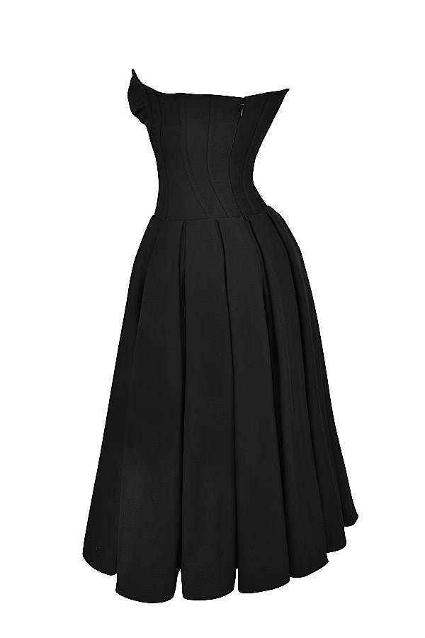 Lady Black Strapless Midi Elbise