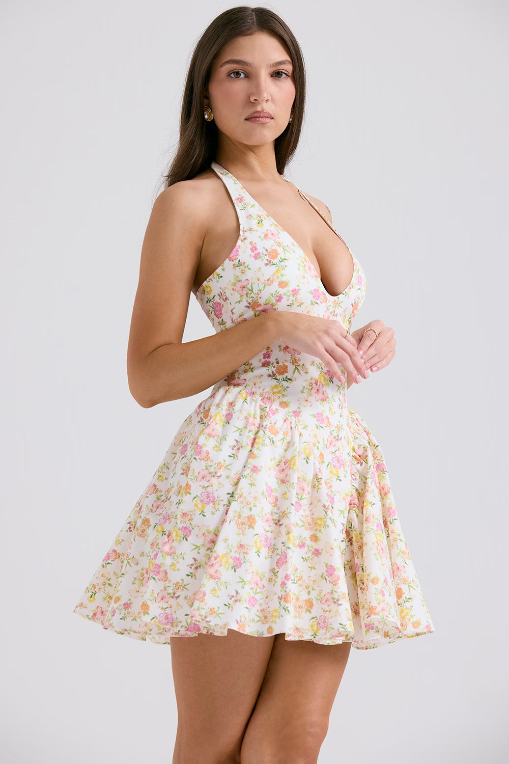 Valentia Şarap Halter Mini Elbise