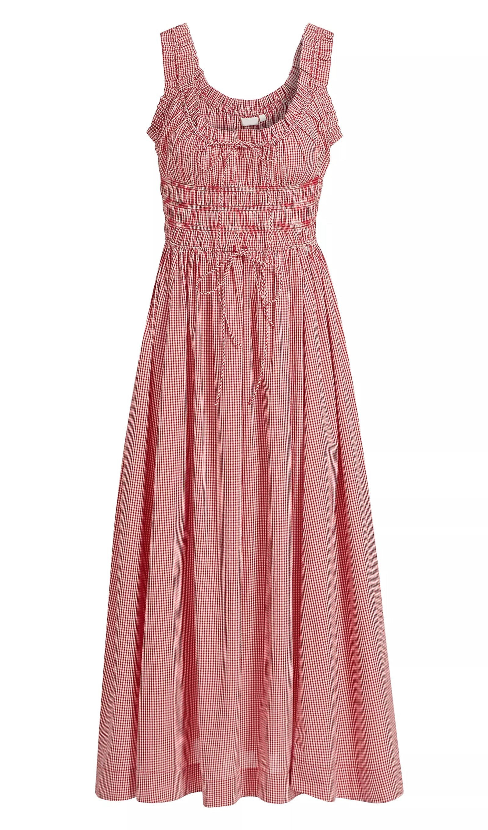Rüschenkleid mit Vichy-Karo-Muster, Midi-Länge