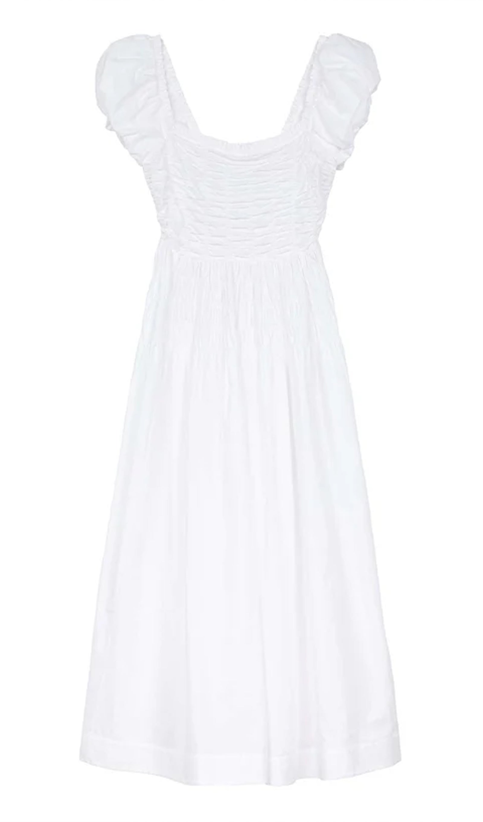 Cotton Ruffled Short-Sleeved Midi Dress