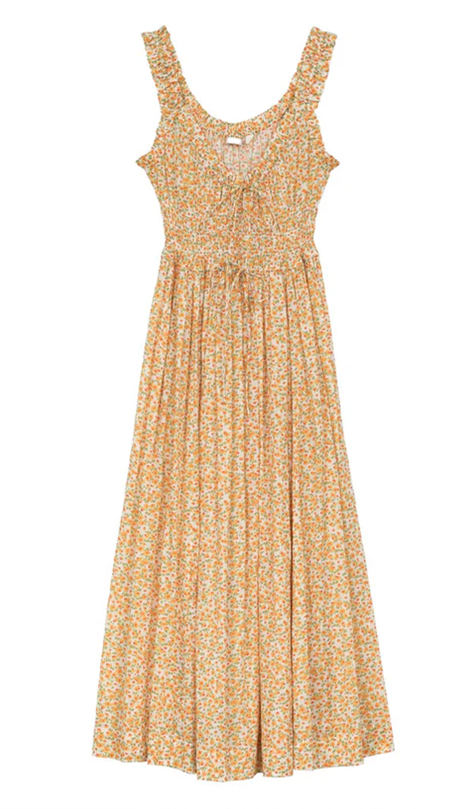 Rüschenkleid mit Vichy-Karo-Muster, Midi-Länge