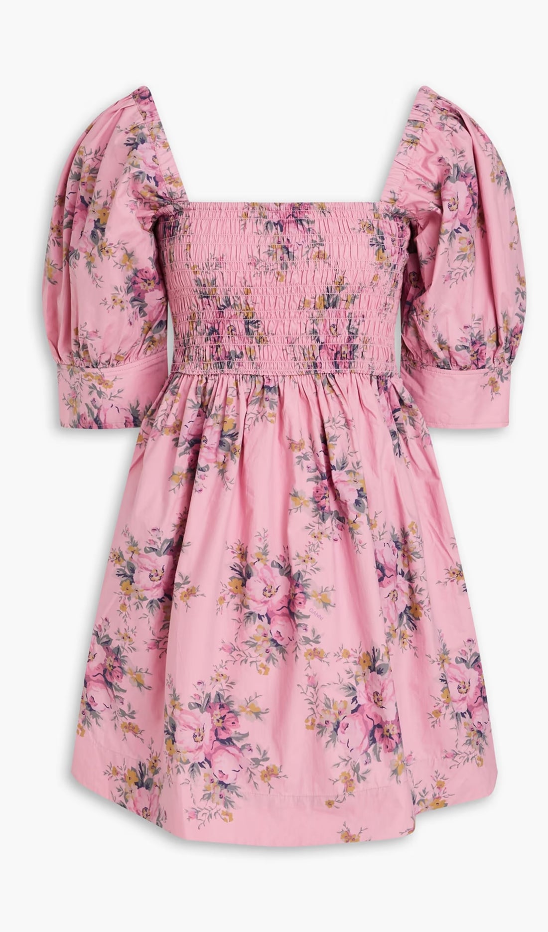 Floral Patterned Cotton Mini Dress