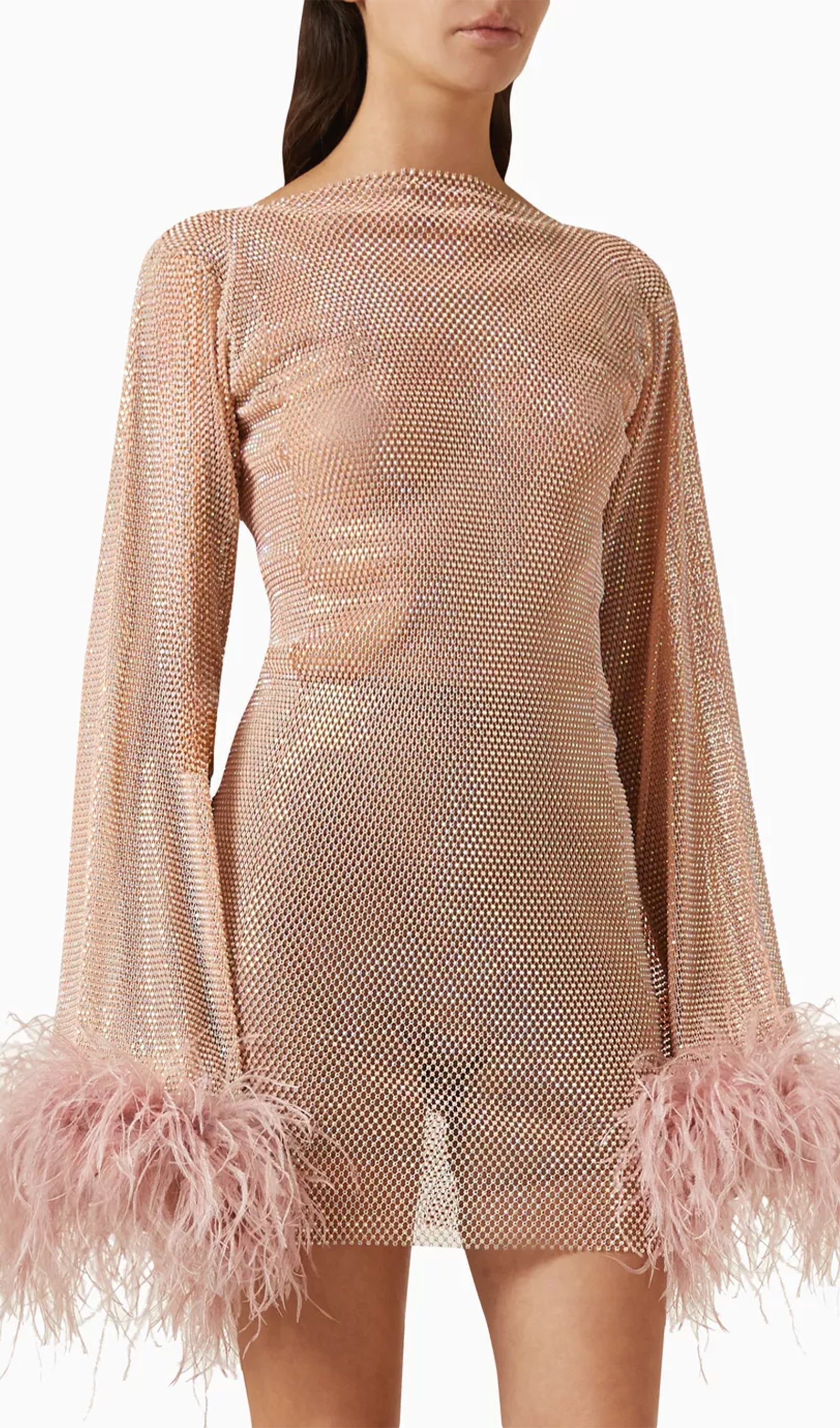 Transparent Rhinestone Mini Dress 