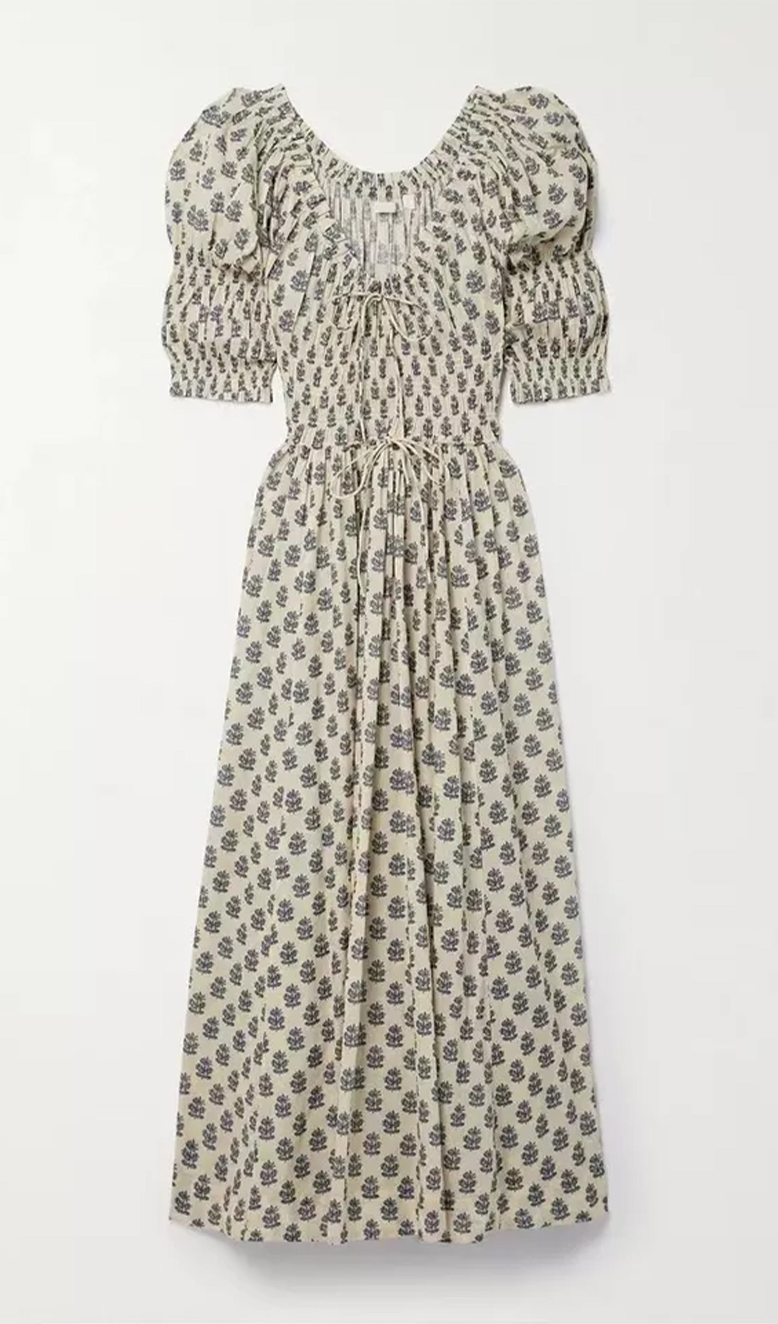 Midikleid aus Baumwolle mit Blumenmuster und kurzen Ärmeln