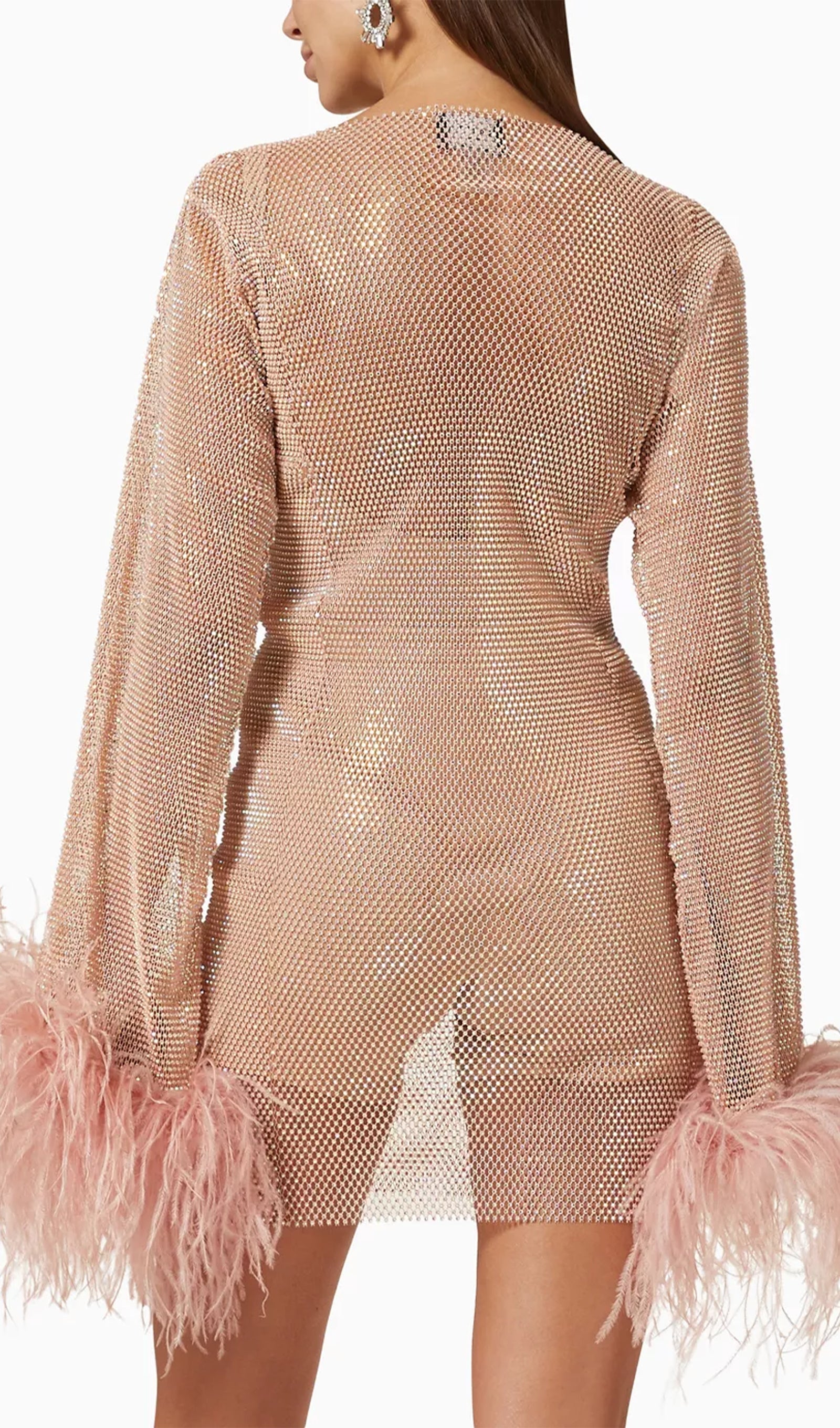 Transparent Rhinestone Mini Dress 