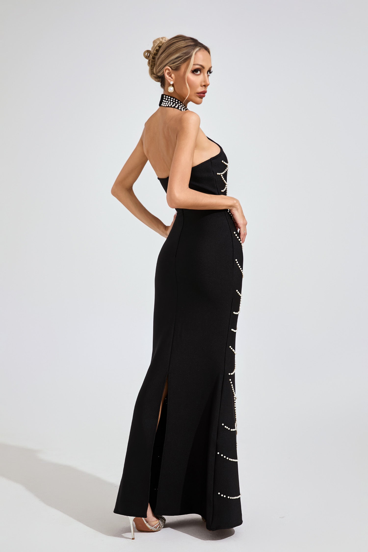Stella Perlenketten-Meerjungfrauen-Maxikleid