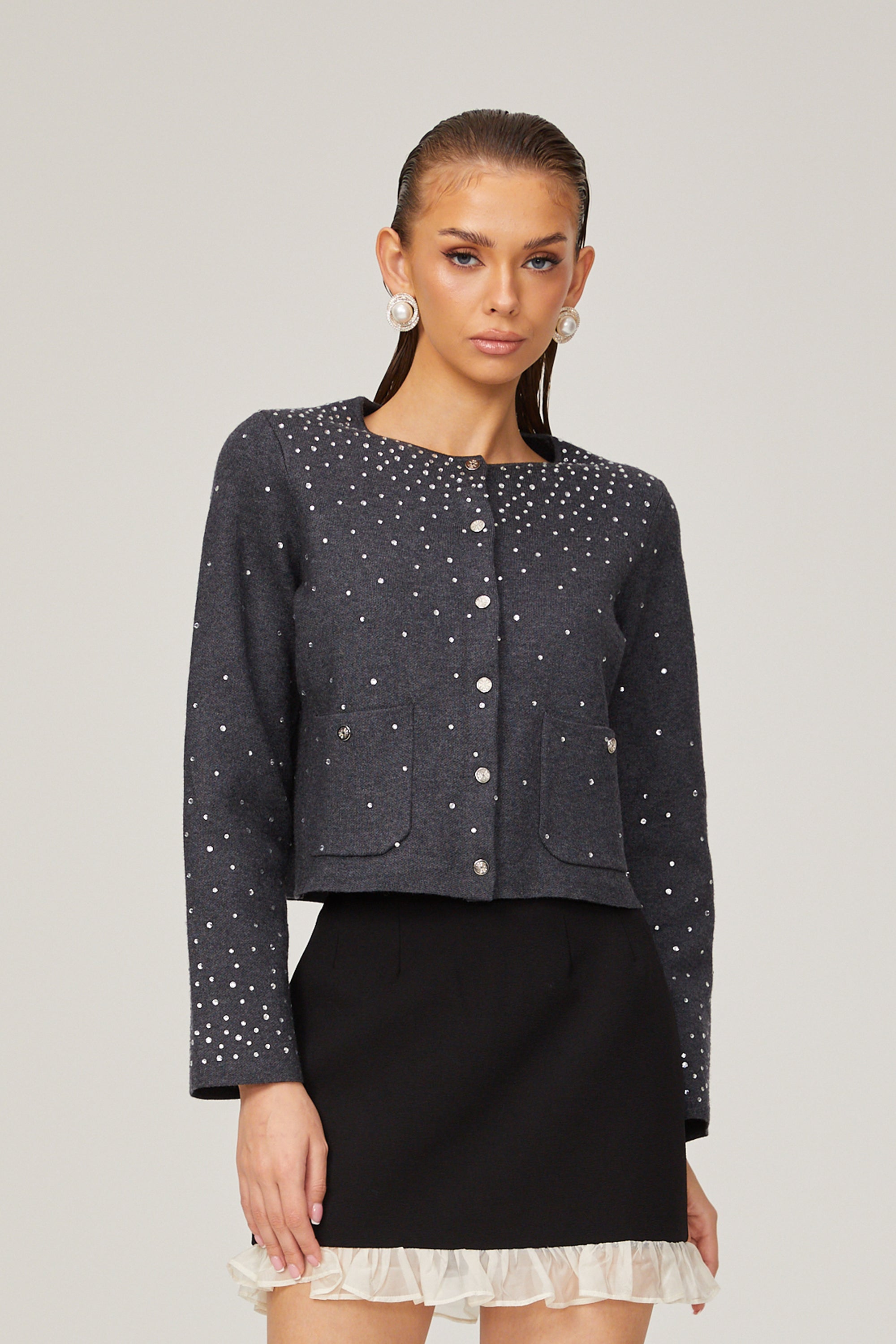Bérénice Cardigan Embellished with Rhinestones
