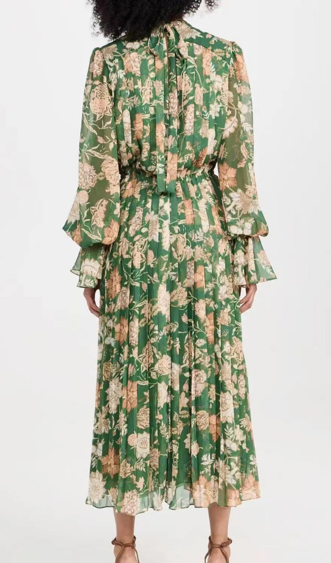 Chiffon-Maxikleid mit langen Ärmeln in A-Linie