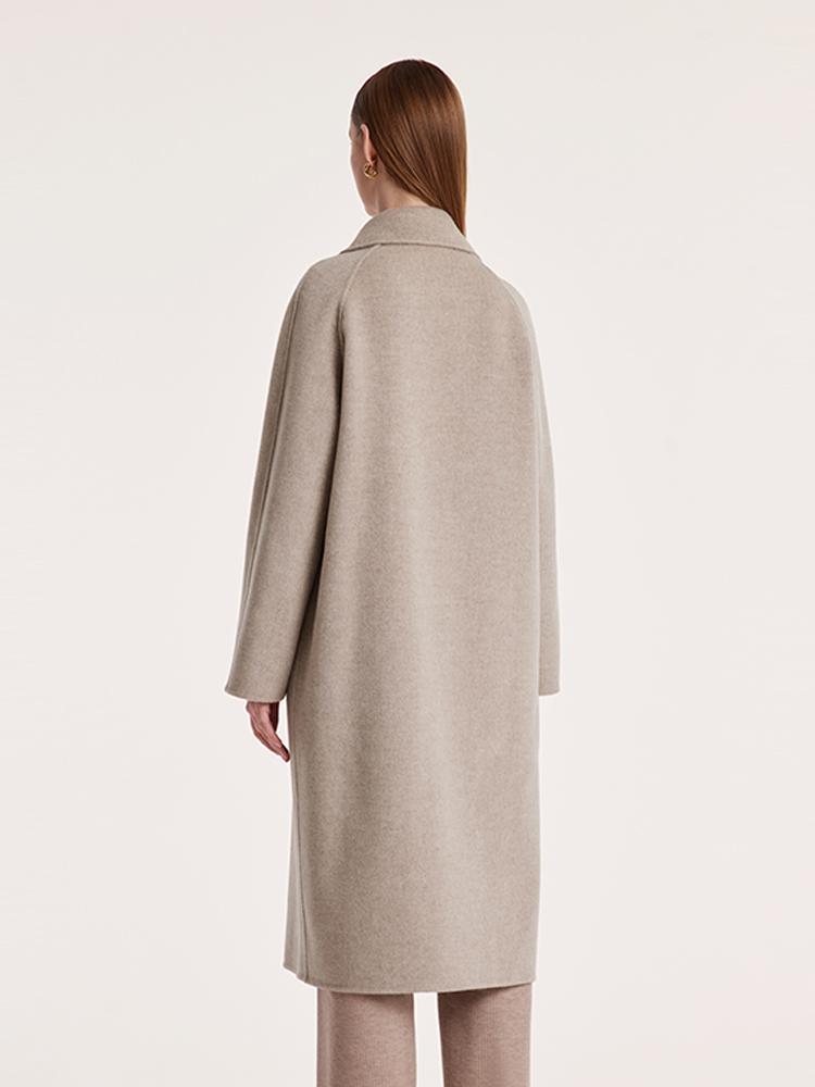 Cashmere Wool Notched Collar Double-Sided Women's Coat 