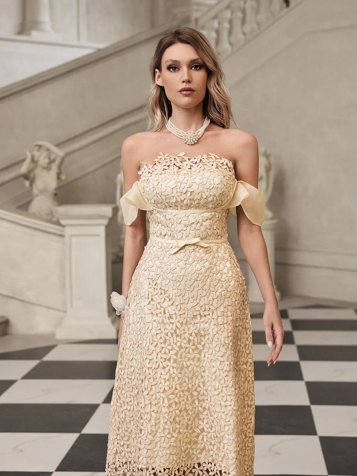 Elise Petal Embroidered Midi Dress 