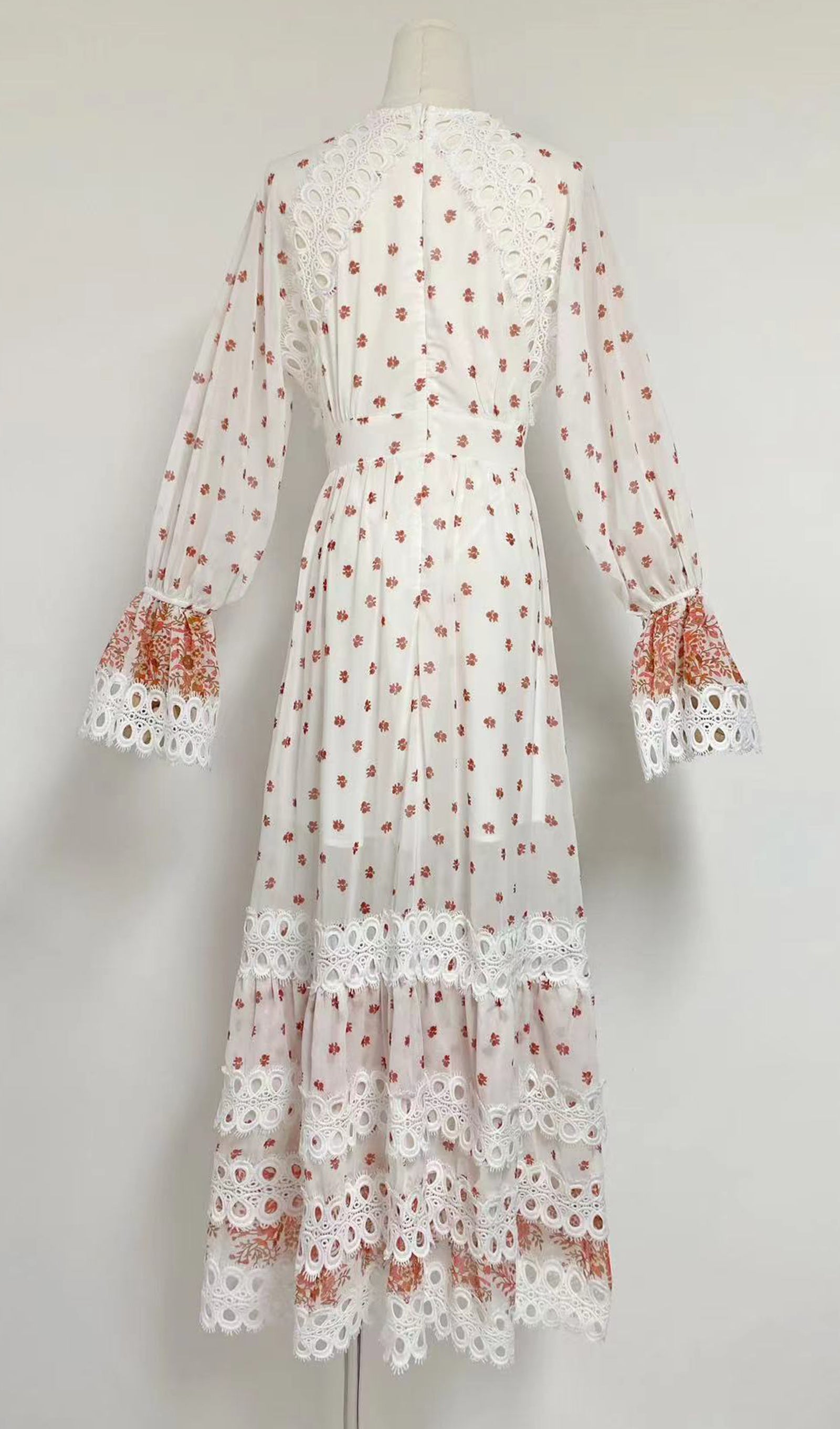 Floral Long Sleeve V-Neck A-Line Maxi Dress