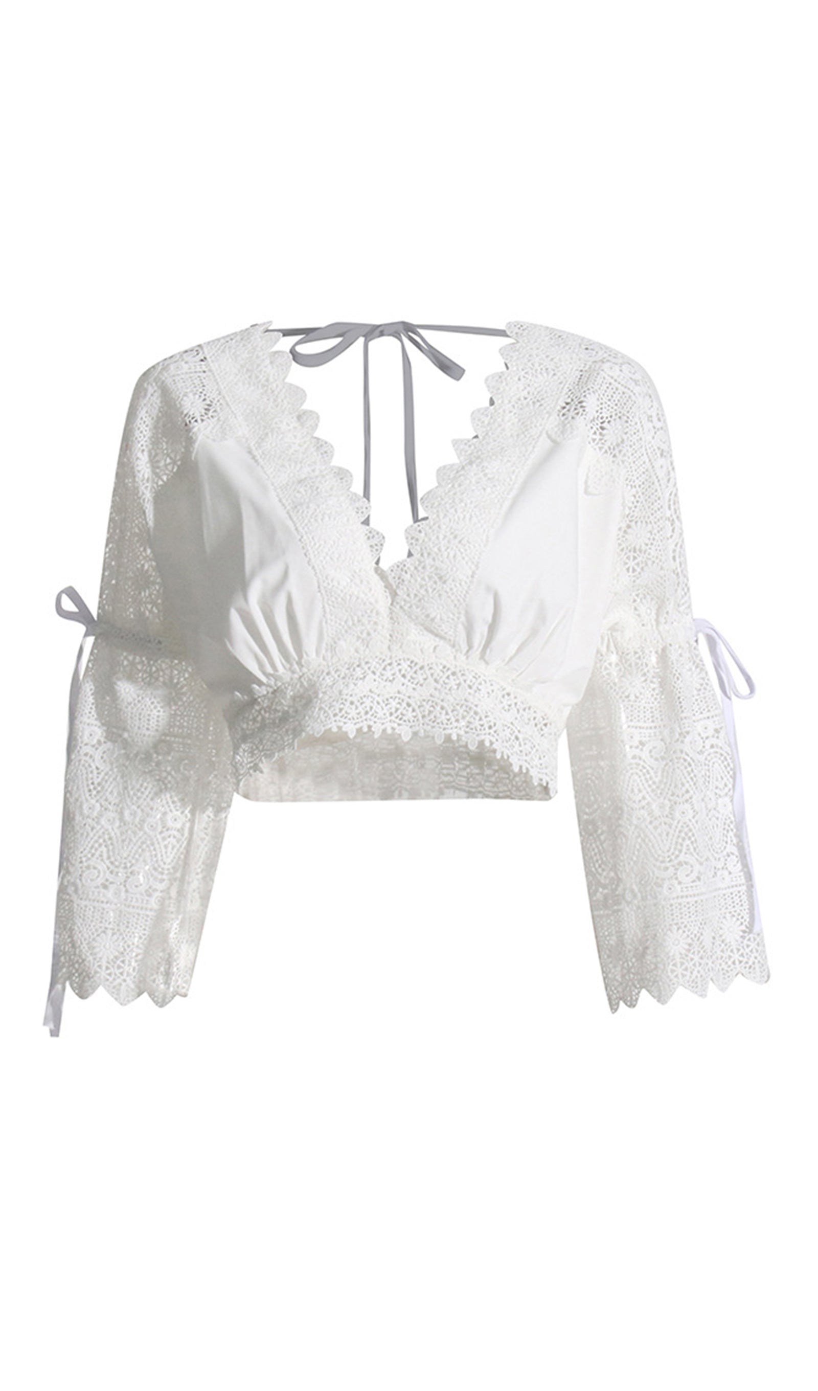 Two-Piece Crochet Maxi Skirt and Top Set in White