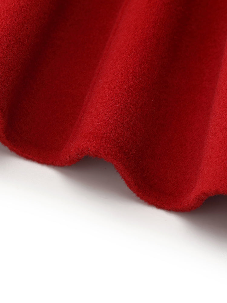 Cashmere Wool Double-Sided Red Women's Coat 