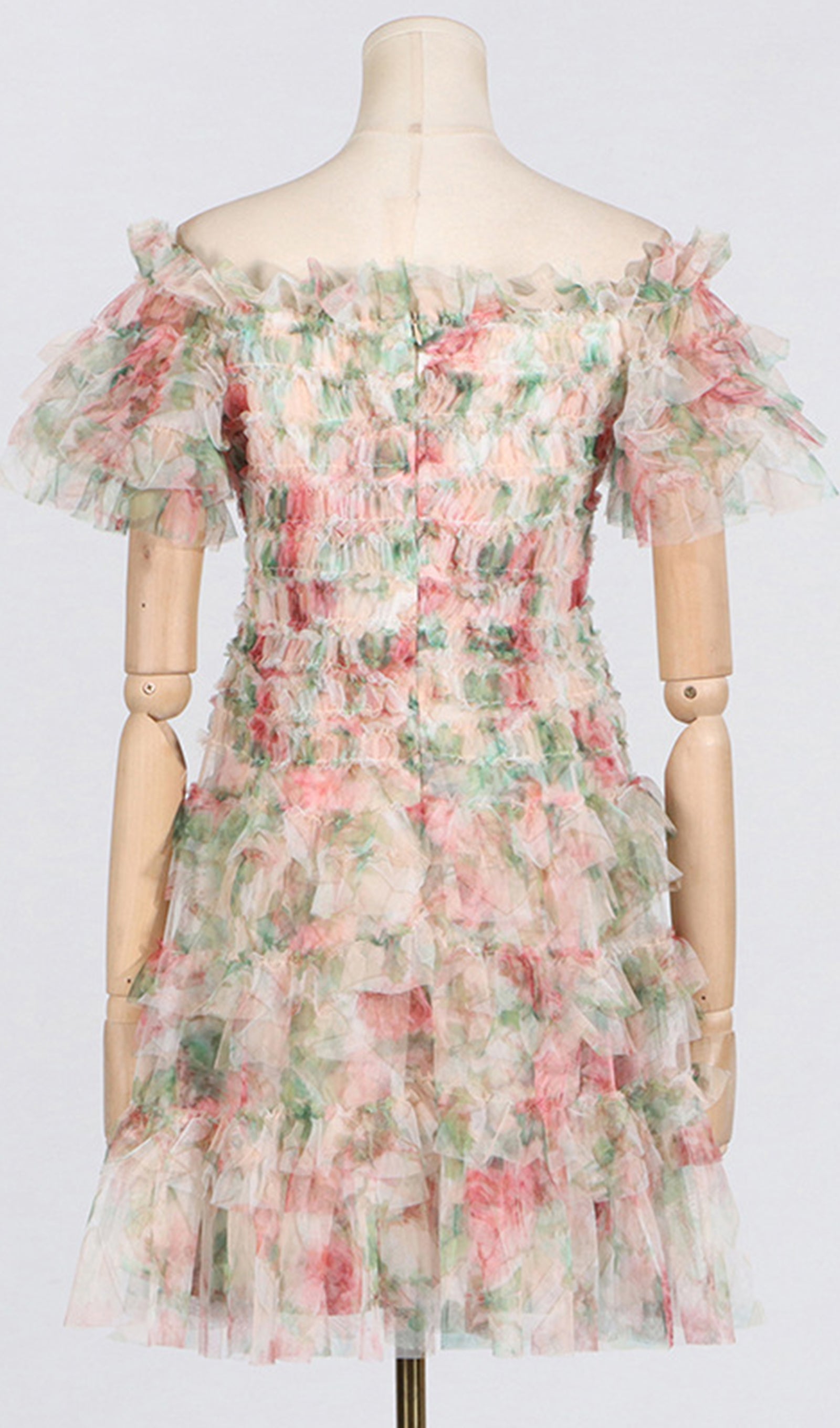 Short-Sleeved Off-Shoulder Floral Mini Dress