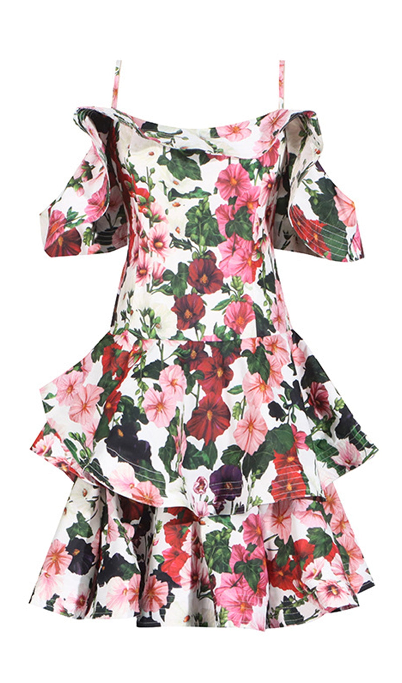 Cold Shoulder Floral Slip Mini Dress