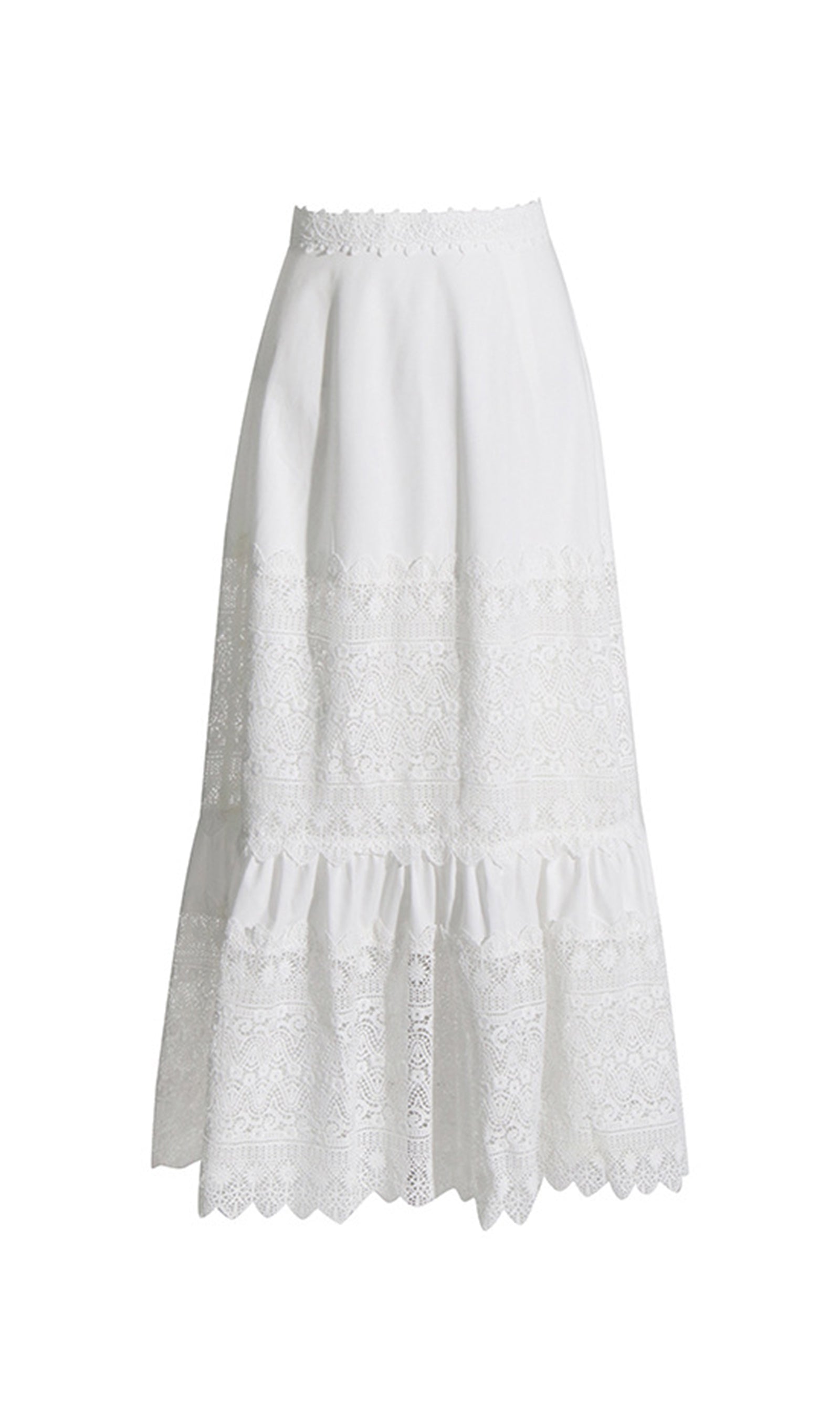 Two-Piece Crochet Maxi Skirt and Top Set in White