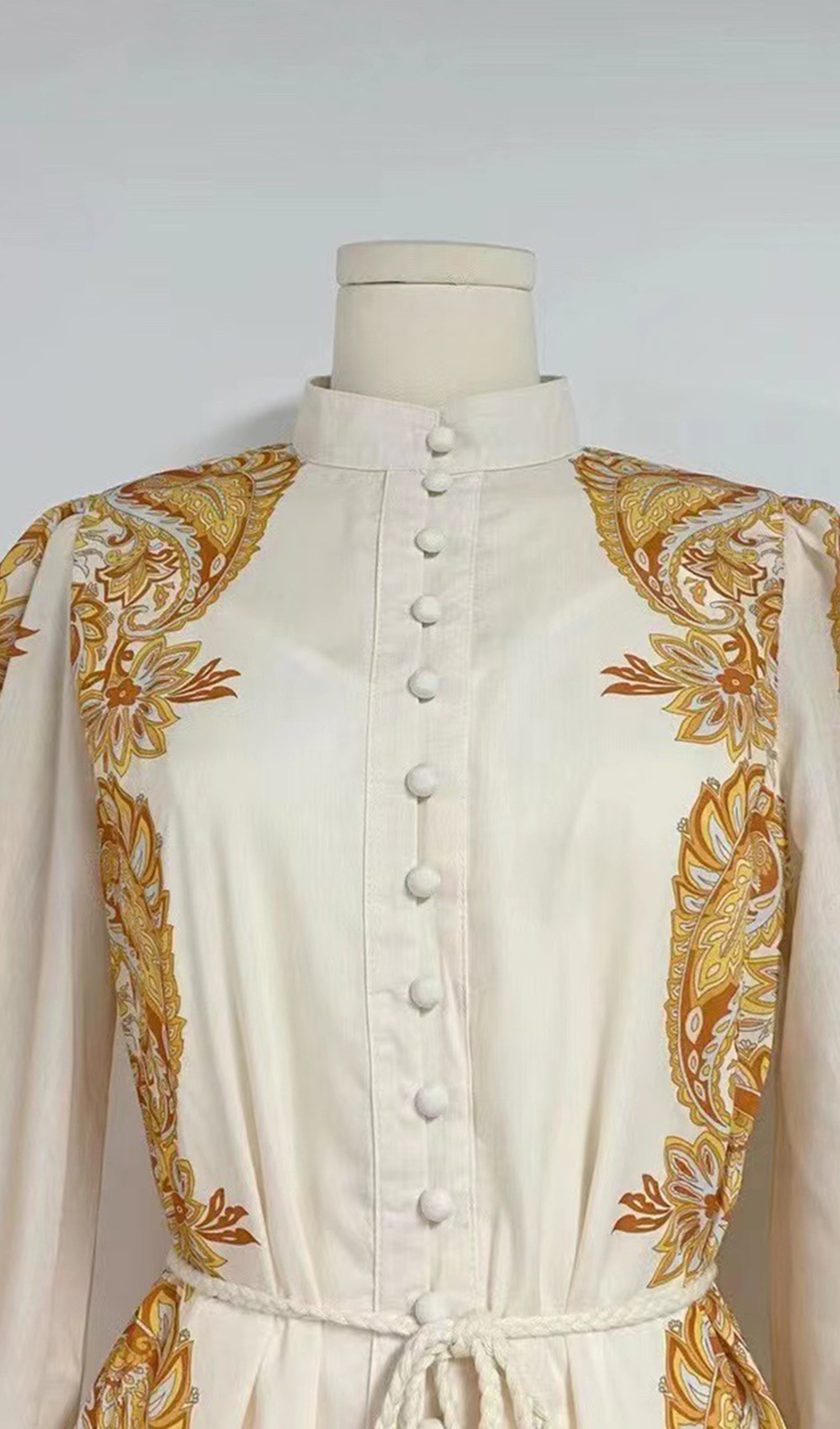 Vintage Çiçekli Düğmeli Mini Elbise