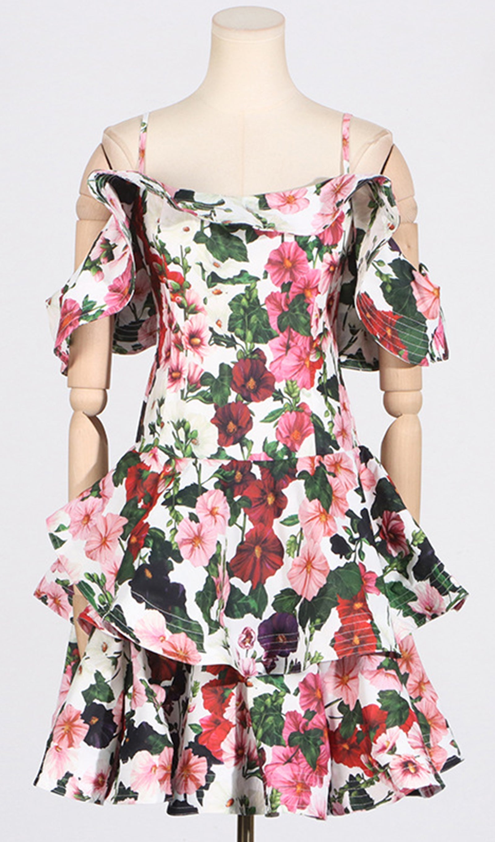 Cold Shoulder Floral Slip Mini Dress