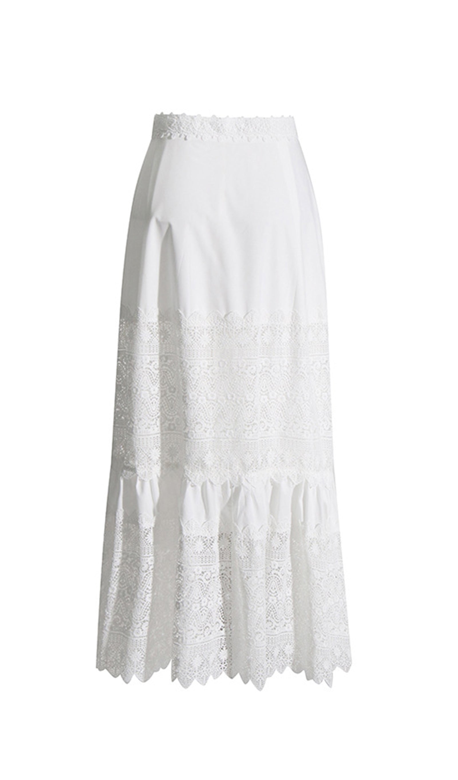 Two-Piece Crochet Maxi Skirt and Top Set in White
