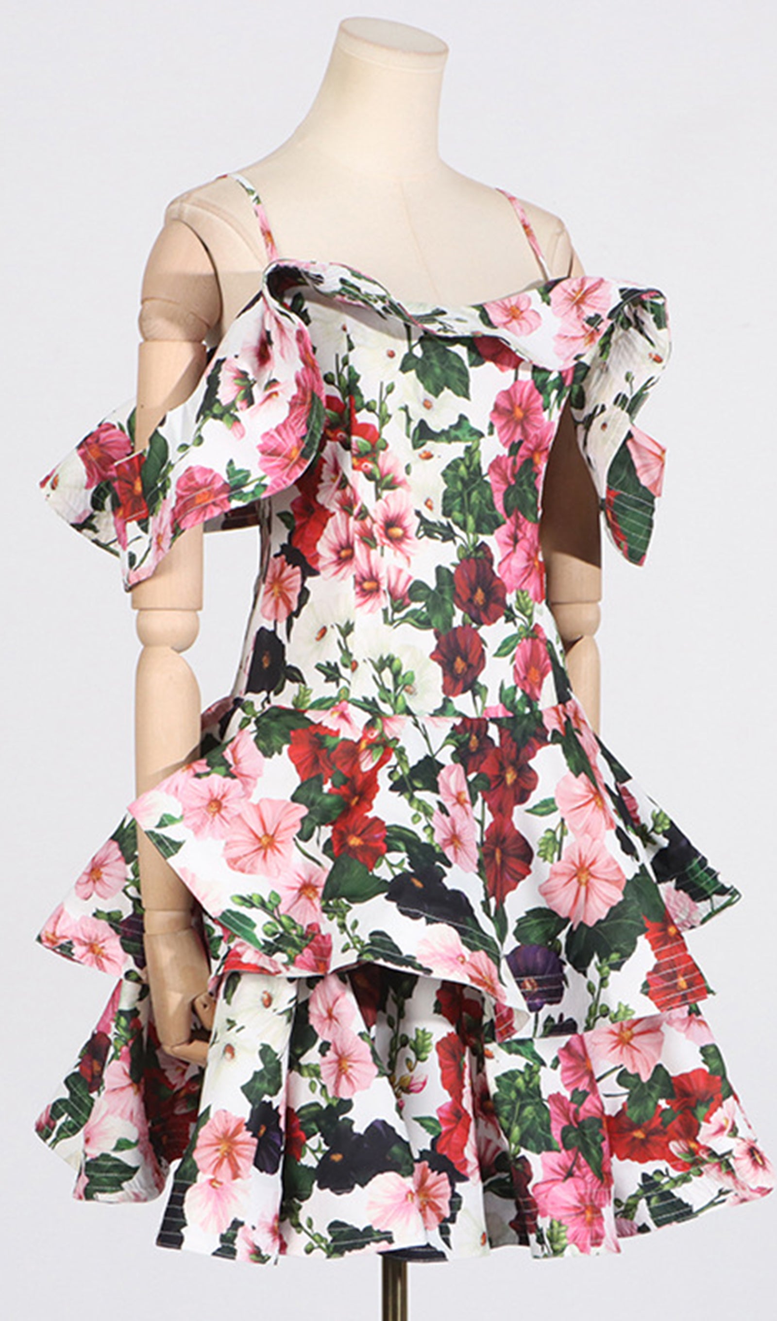 Cold Shoulder Floral Slip Mini Dress