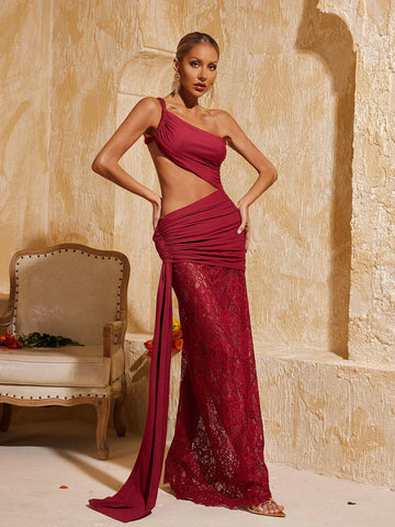 Zahra Maxikleid aus Spitze mit einer Schulter