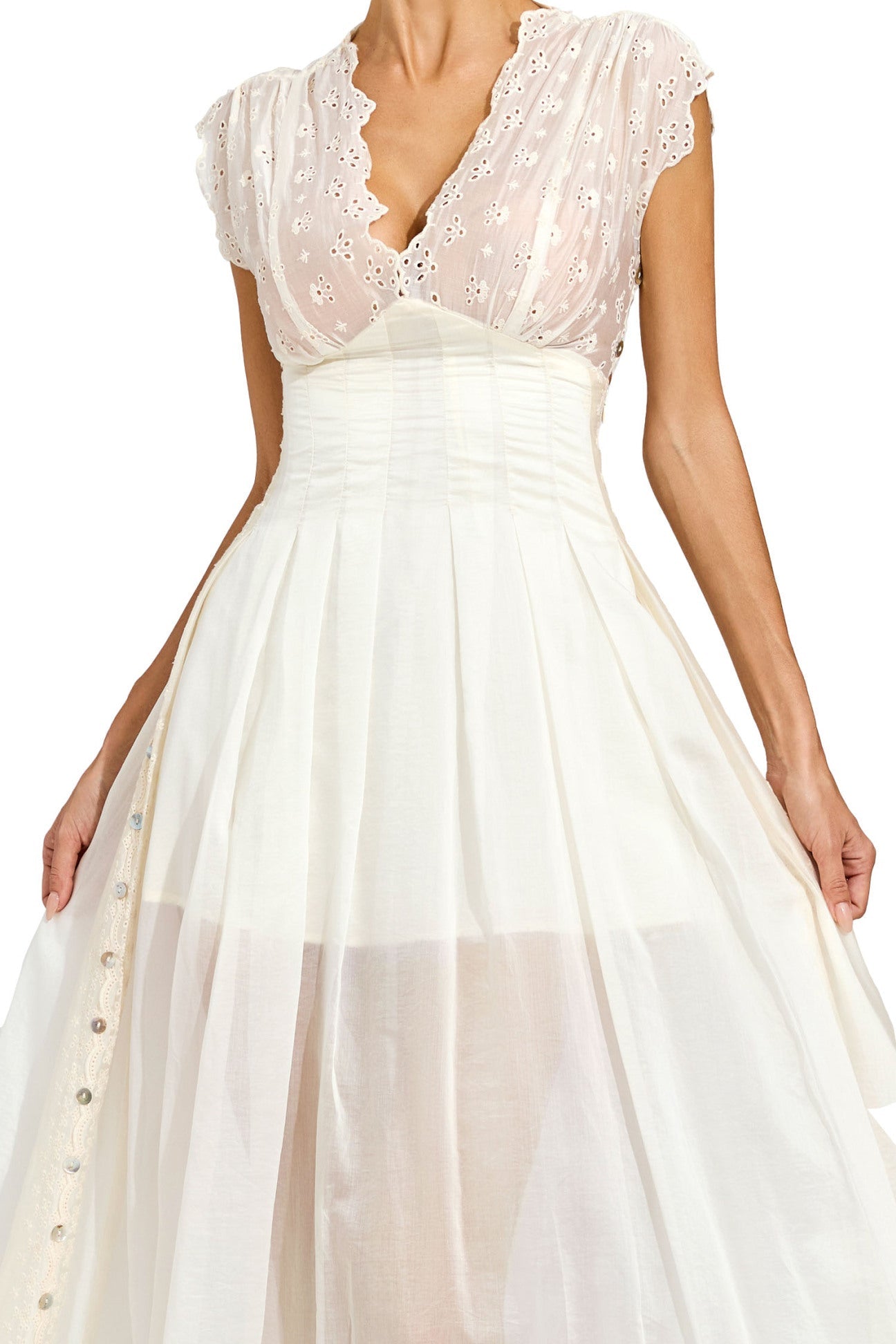 Star Embroidered Sheer Midi Dress 