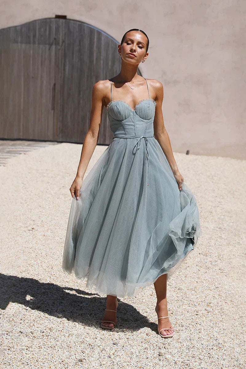 Diana Midi Elbise Sage