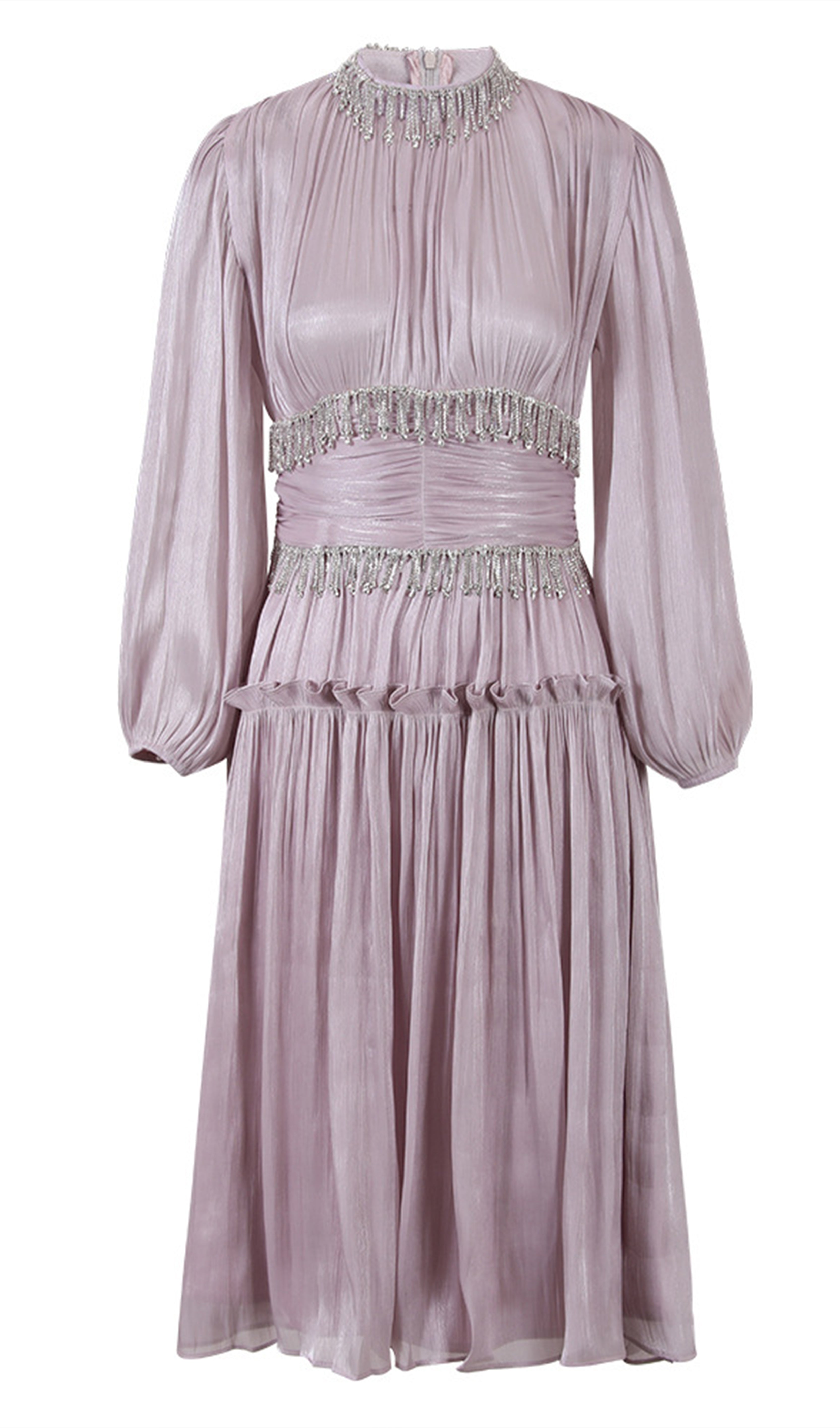 Plissee-Midikleid mit Strass-Kettendetails 