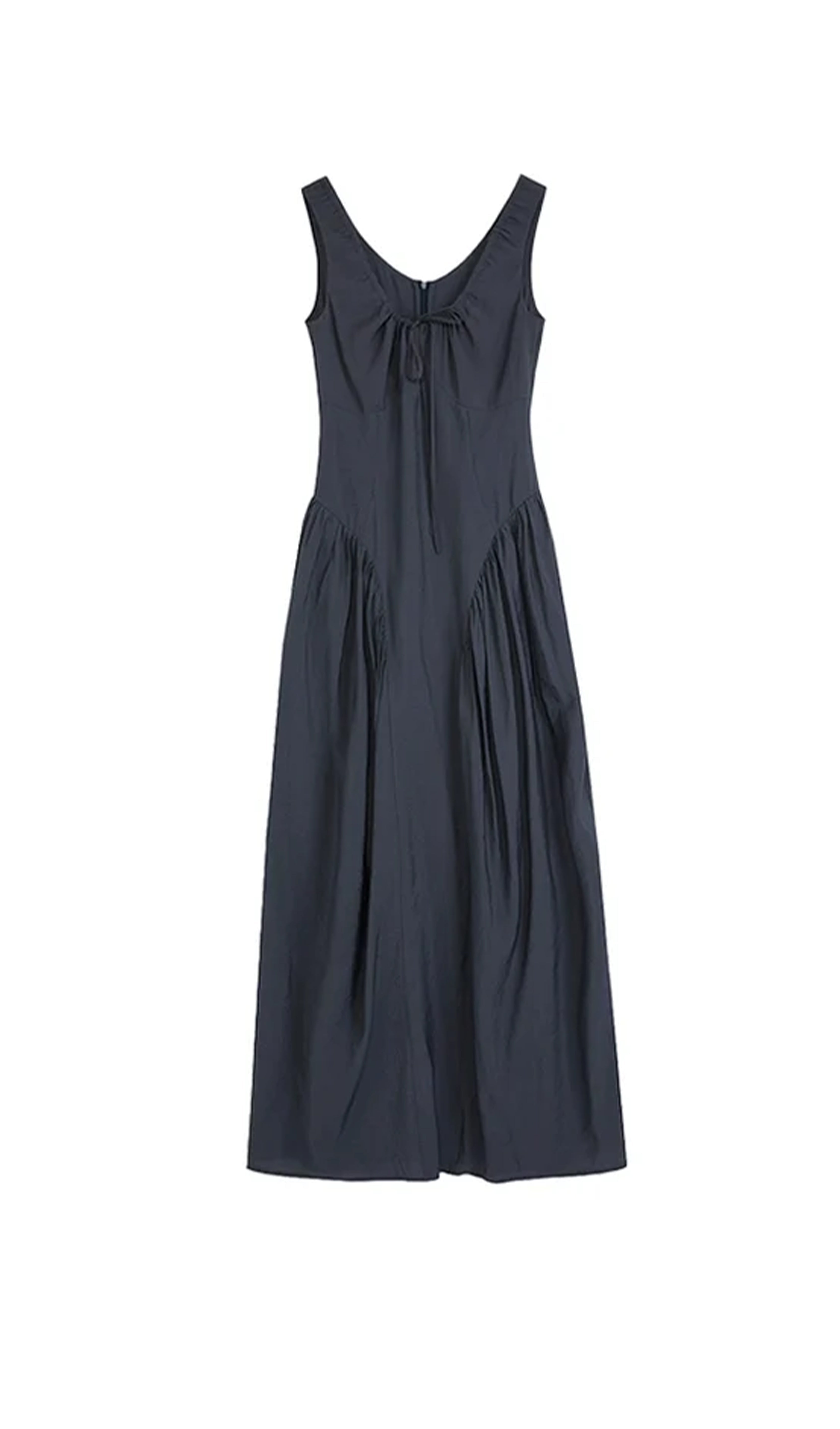 Plain Lace Maxi A-Line Dress with Tie Front 