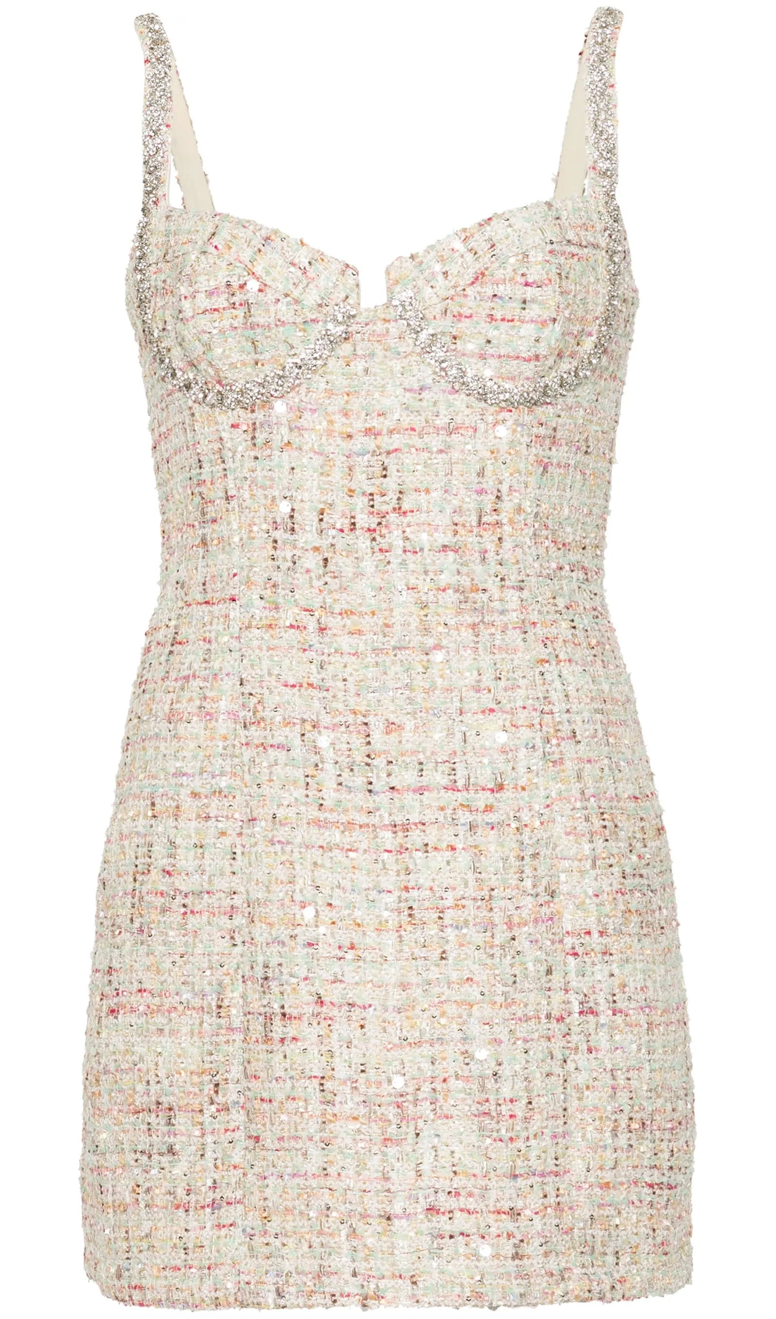 Embroidered Bouclé Mini Dress 