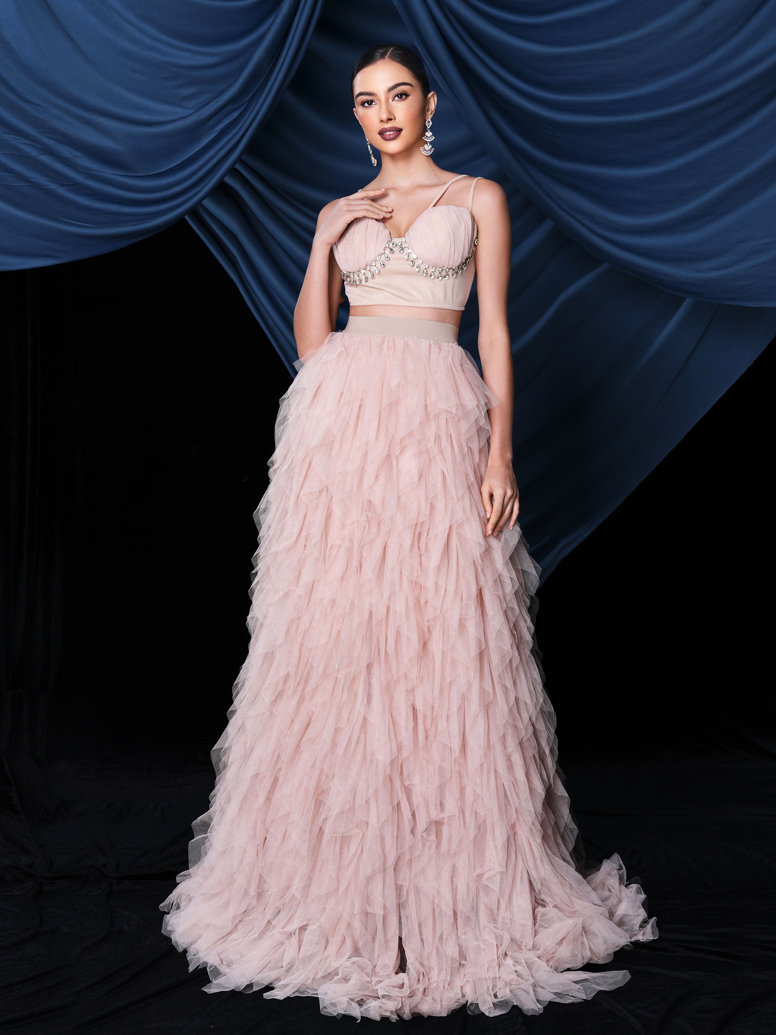 Ophelia Asymmetrical Maxi Set with Tulle Hem