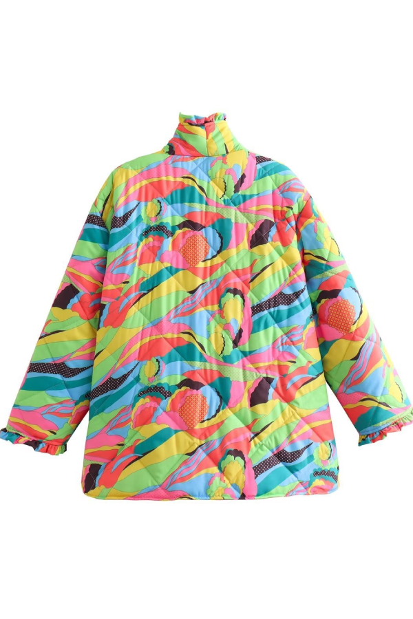 Bedruckte, plissierte Baumwolljacke 