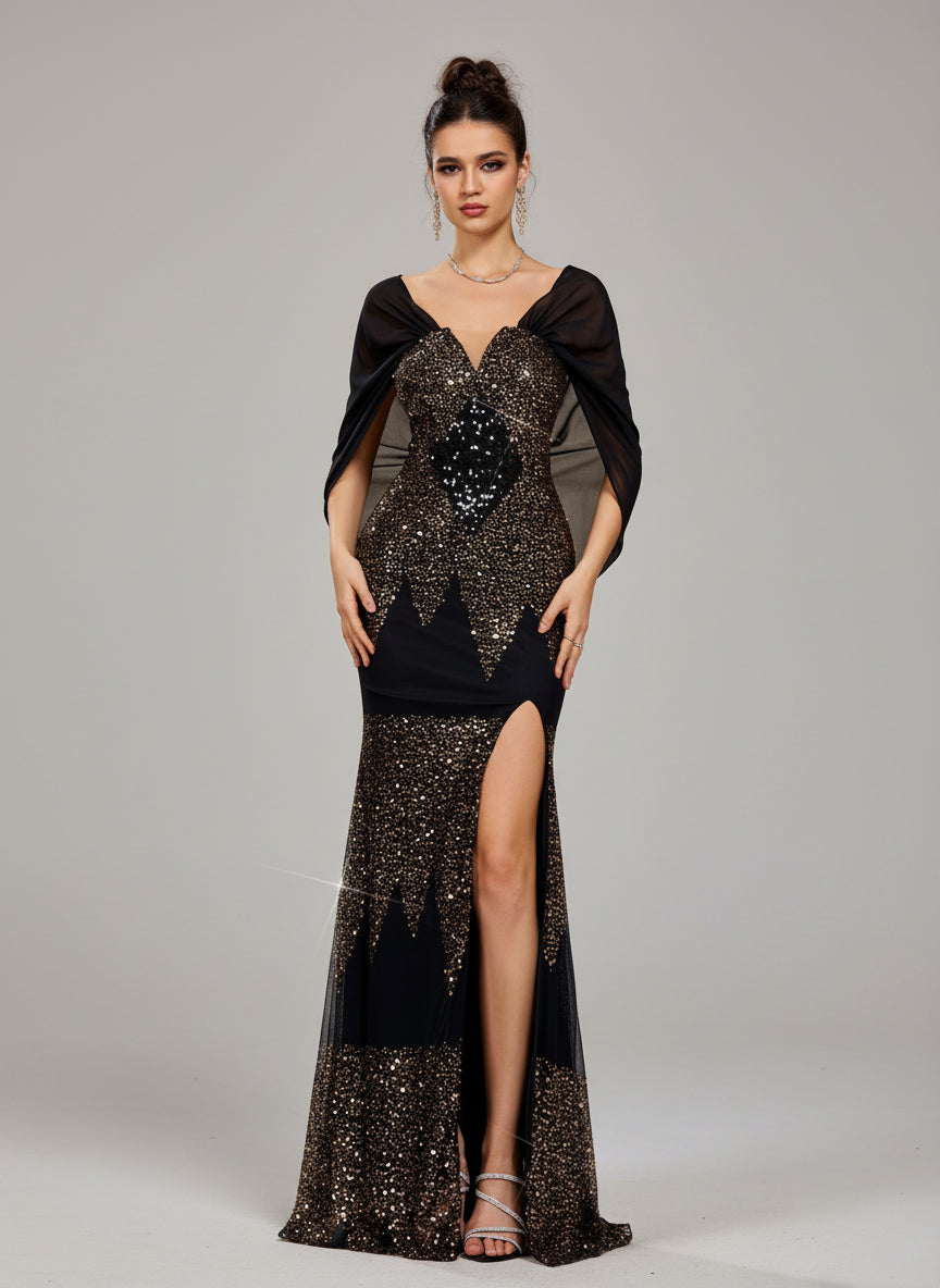 Belinda Fischgrät-Maxikleid