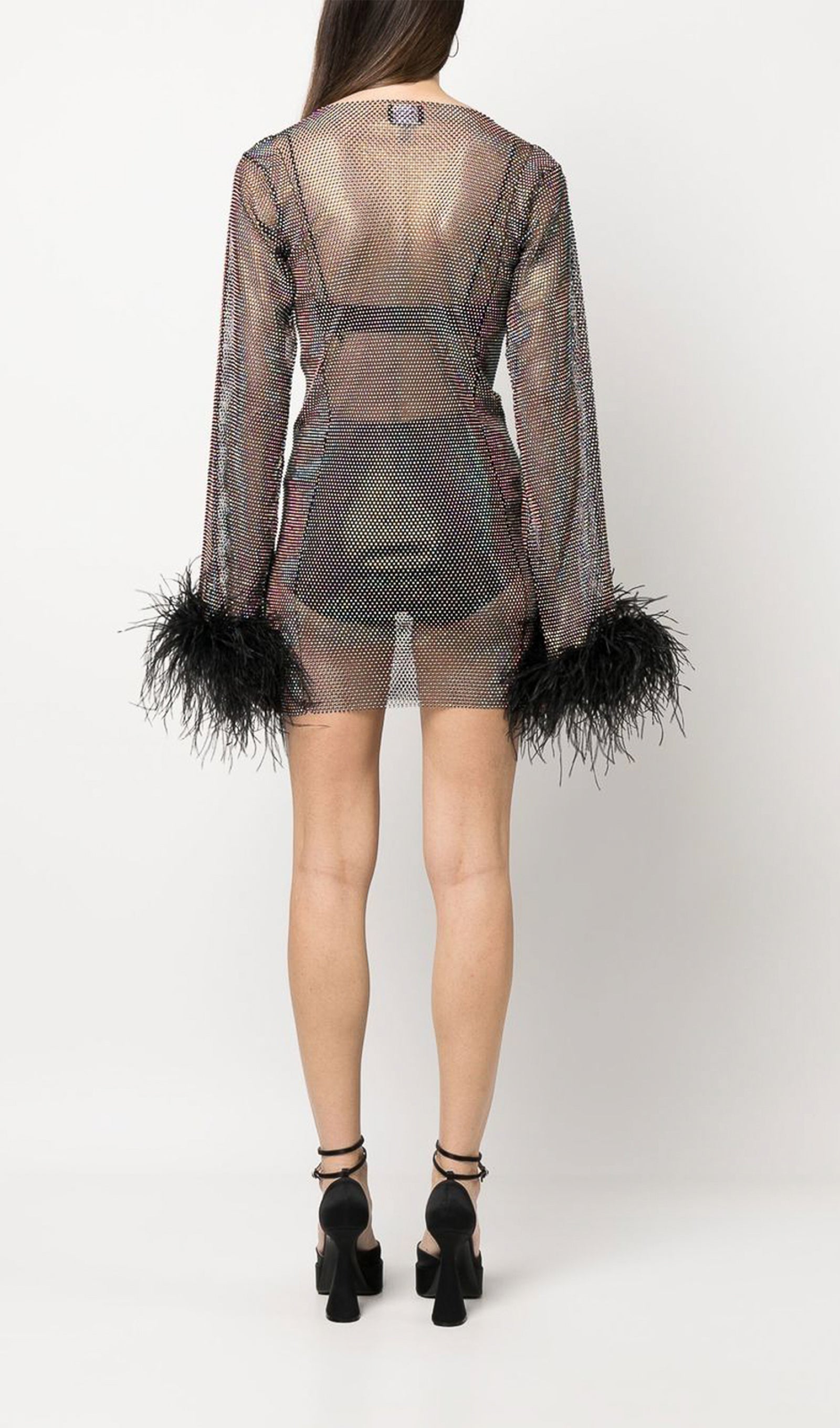 Transparent Rhinestone Mini Dress 