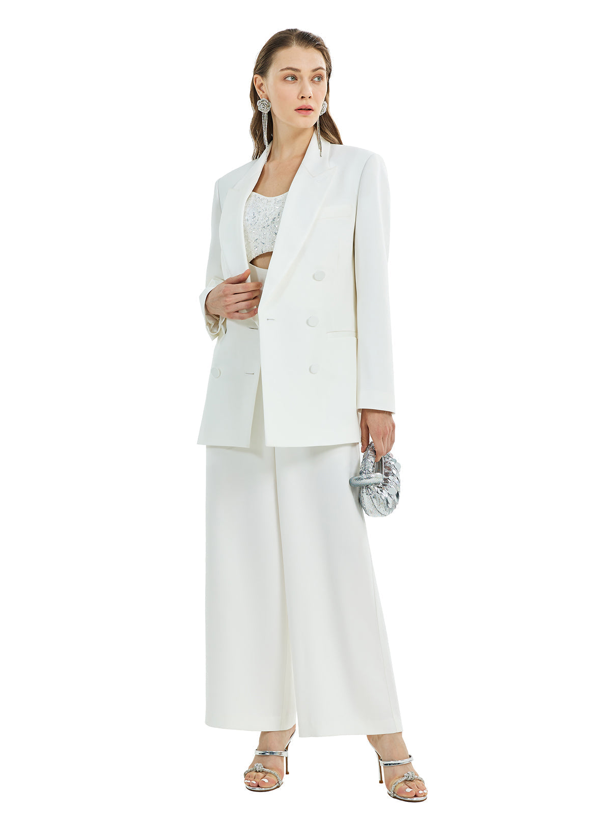 Acetate Panelled Satin Avant-garde Suit Jacket