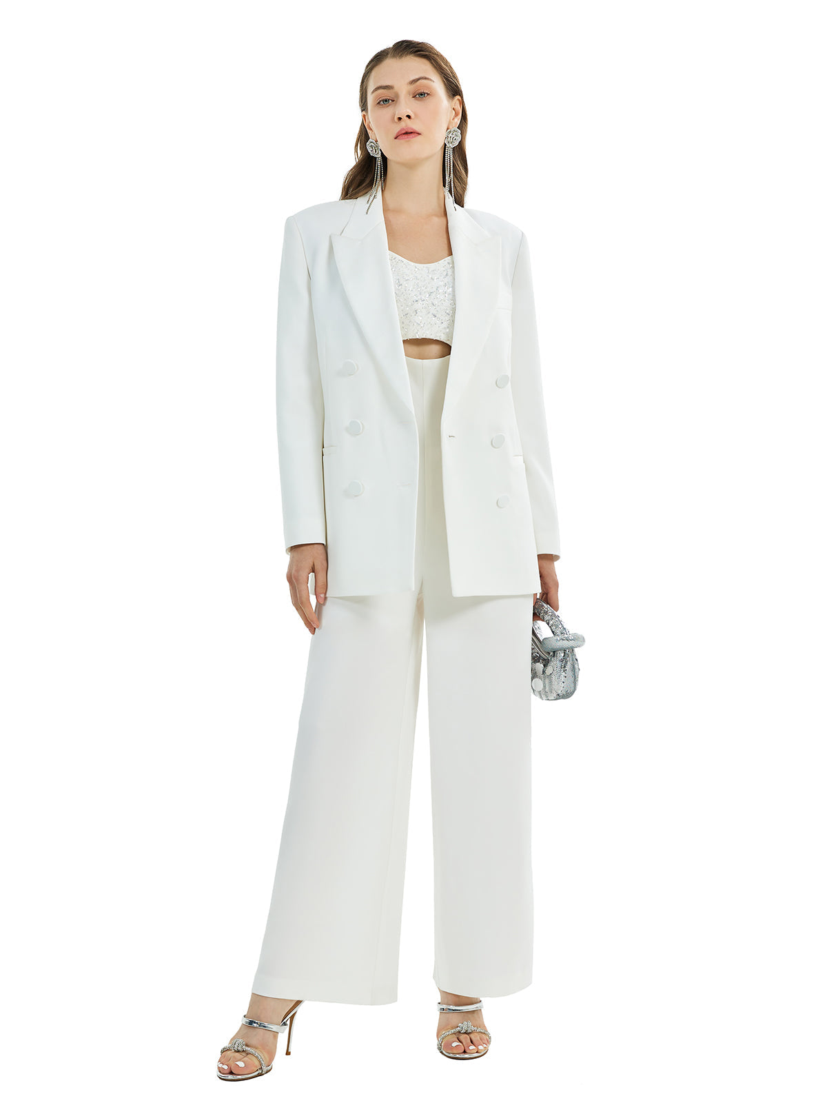 Acetate Panelled Satin Avant-garde Suit Jacket